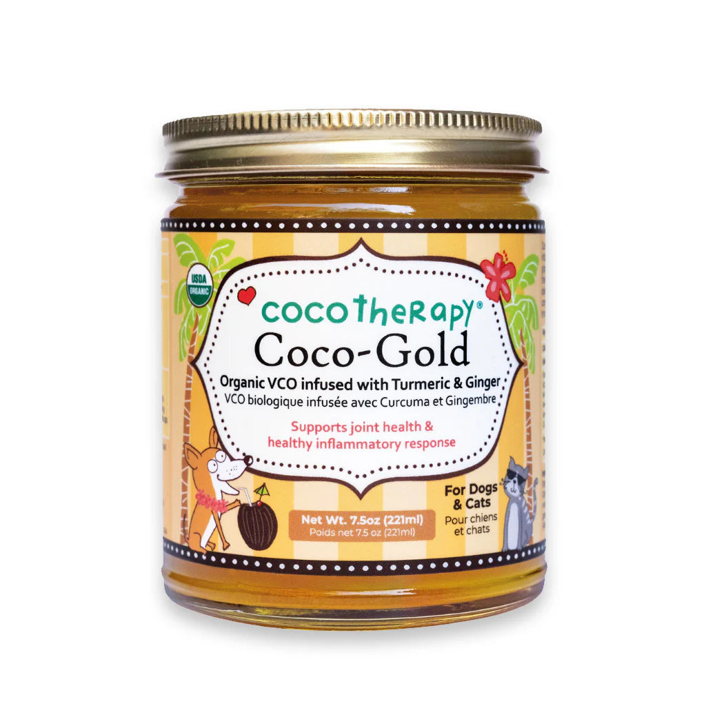 Cocotherapy Coco-Gold (7.5oz) - USDA Certified Organic Coconut Oil infused with Organic Turmeric and Organic Ginger