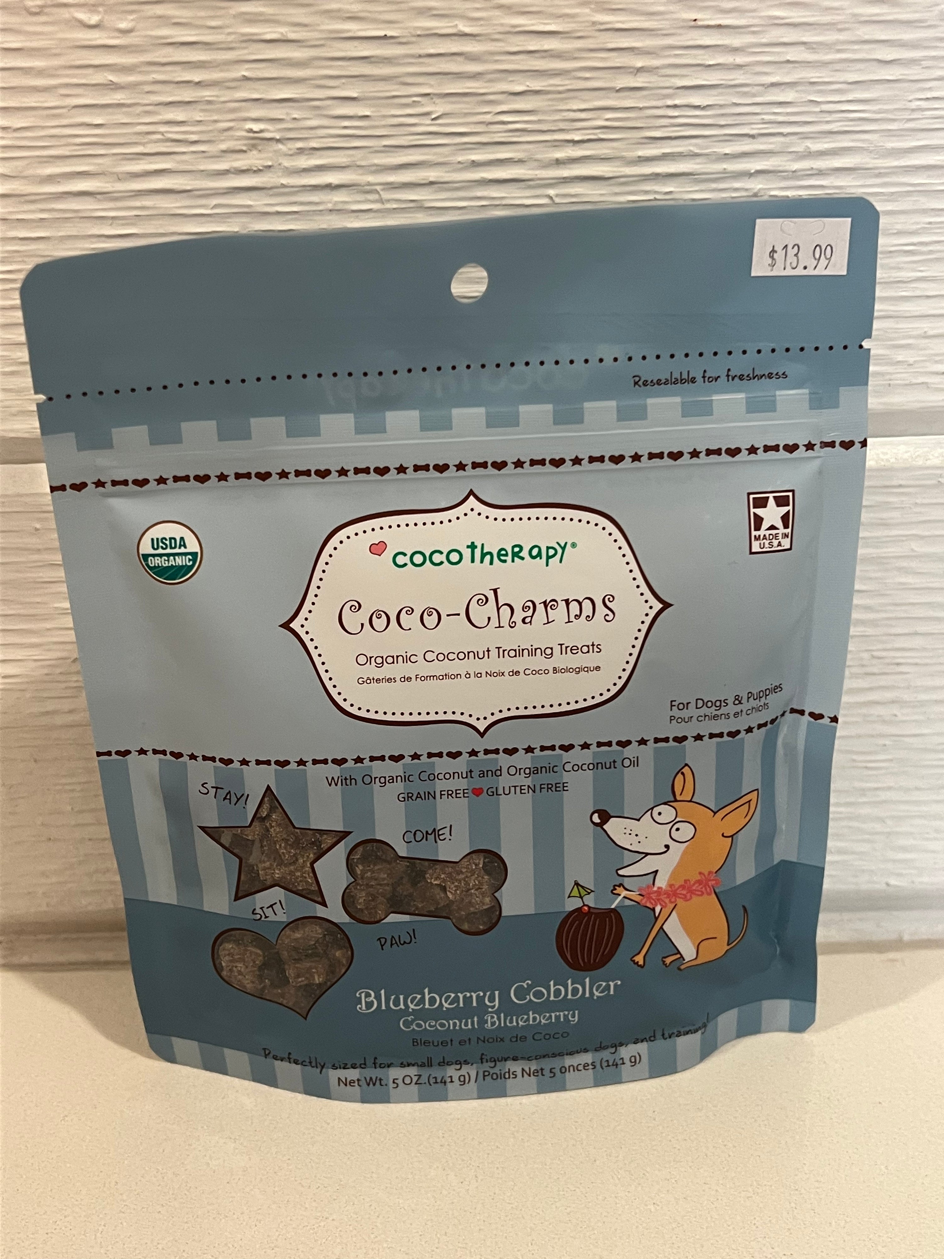 Cocotherapy Coco-Charms Training Treats Blueberry Cobbler - Organic Training Treat for dogs