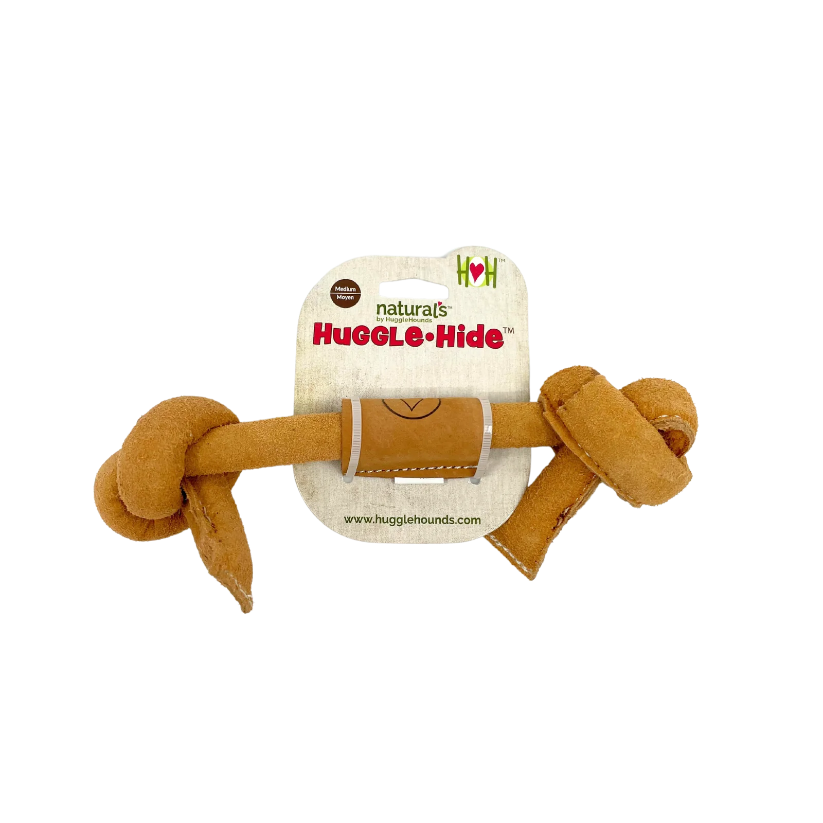 HuggleHounds HuggleHide Natural Leather Knotted Bone