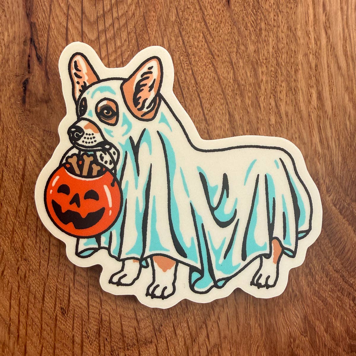 Steel Bison - Ghost Corgi (Red/White) 3 Inch Matte Vinyl Sticker