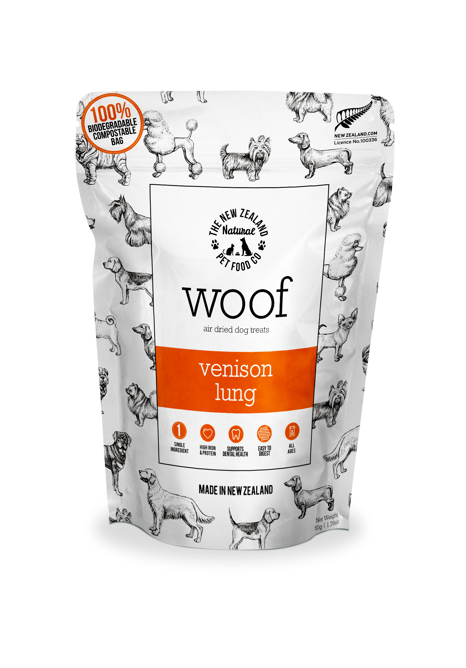 The New Zealand Natural Pet Food Co - Woof Venison Lung Treats 1.76oz