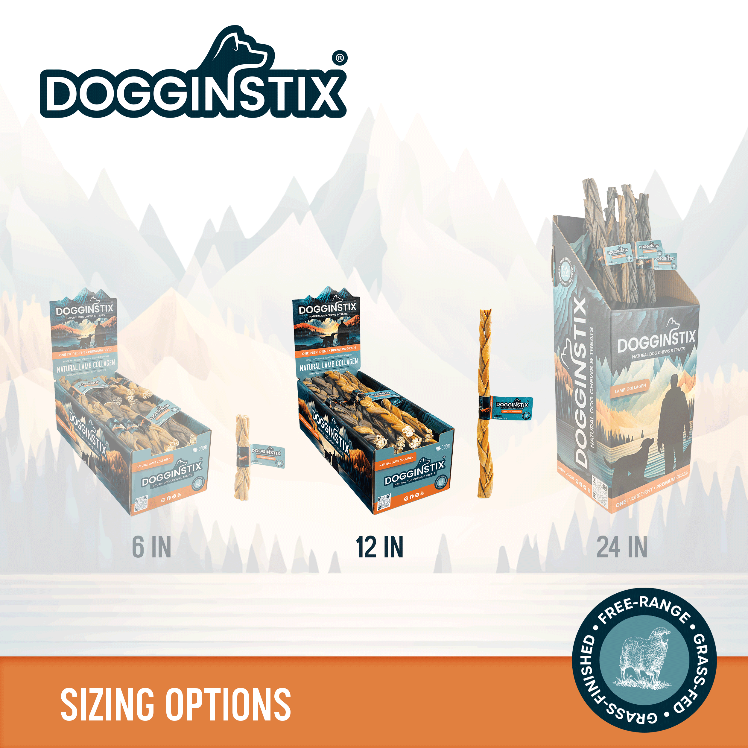 Dogginstix - 12" Braided Lamb Collagen Sticks