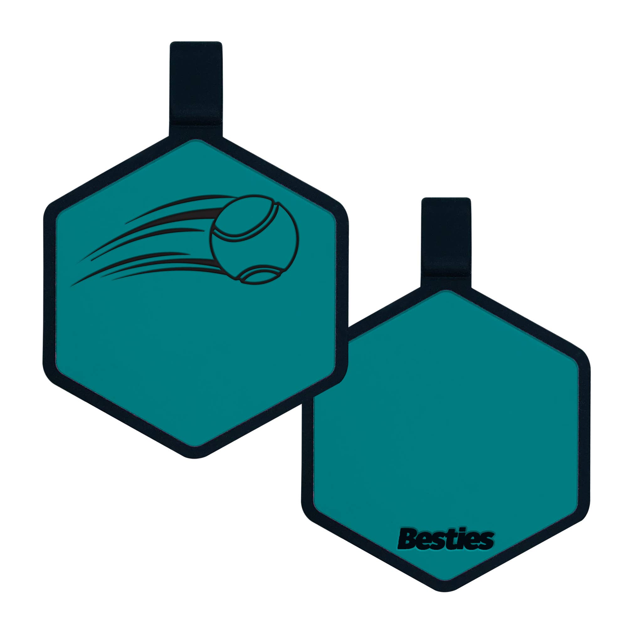 Besties Pets - Tennis Ball Silicone Dog ID Tag: Aqua