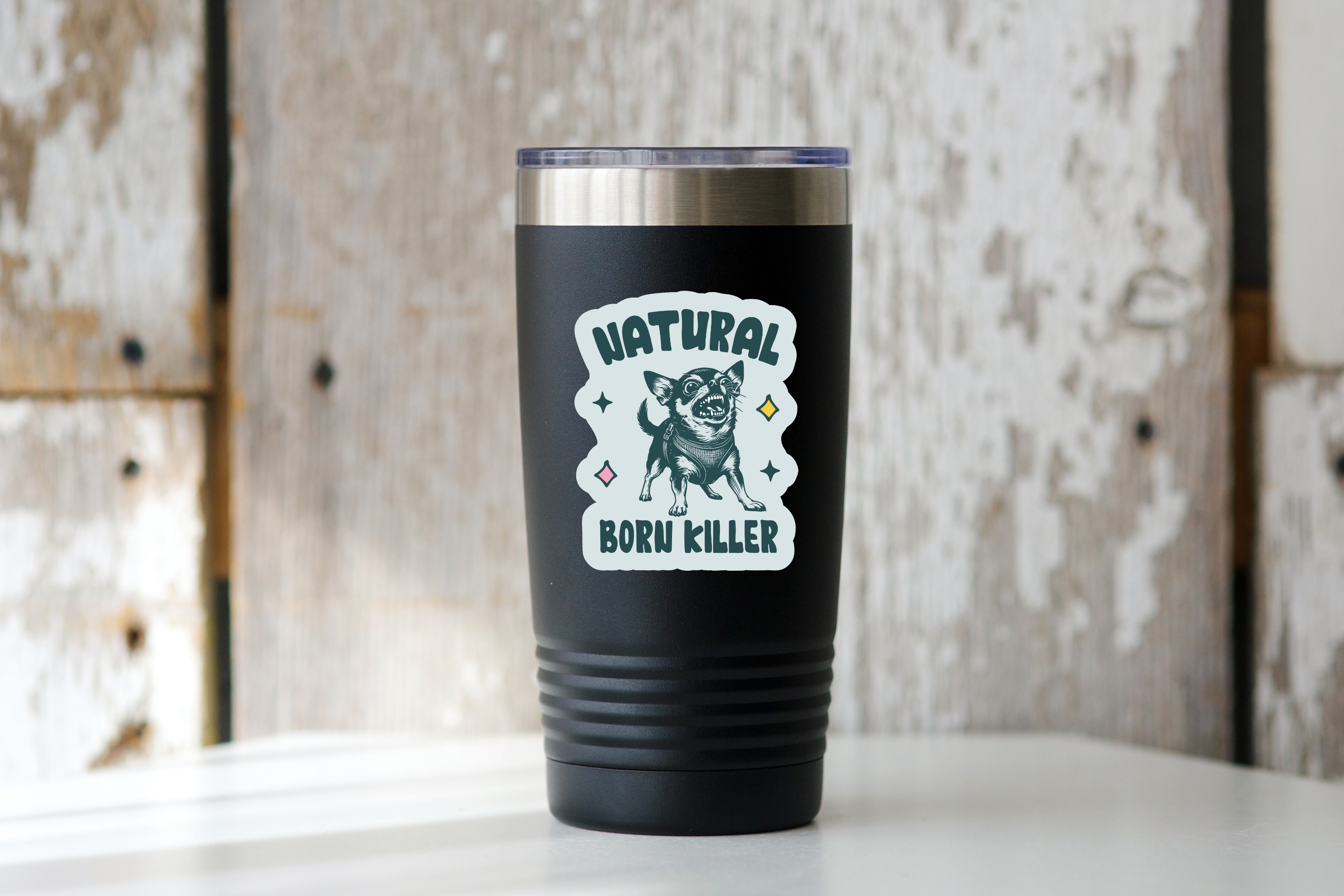 Yarnival - Natural Born Killer Sticker - chihuahua, yipper, small dog