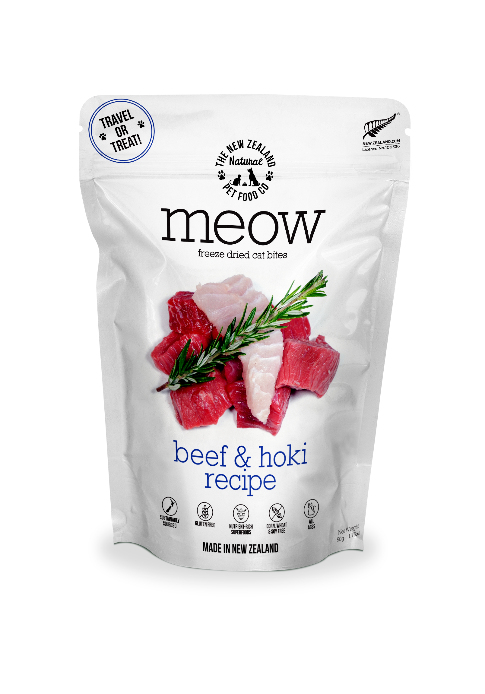 The New Zealand Natural Pet Food Co - Meow Beef & Hoki Freeze Dried Cat Food 1.76oz | 9.9oz: 1.76oz