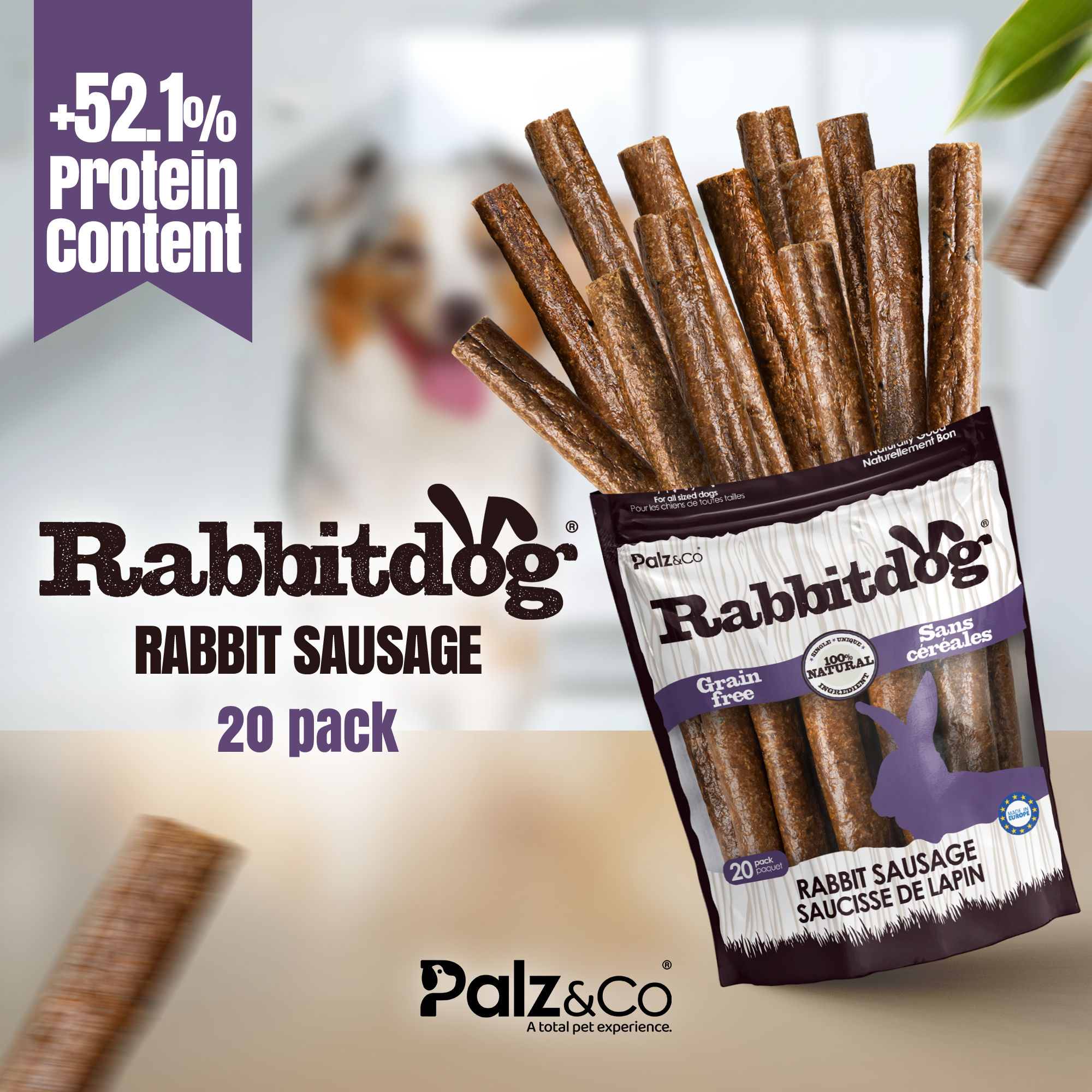 Palz&Co - Rabbitdog Rabbit Sausage Dog Treats: 8 Pack