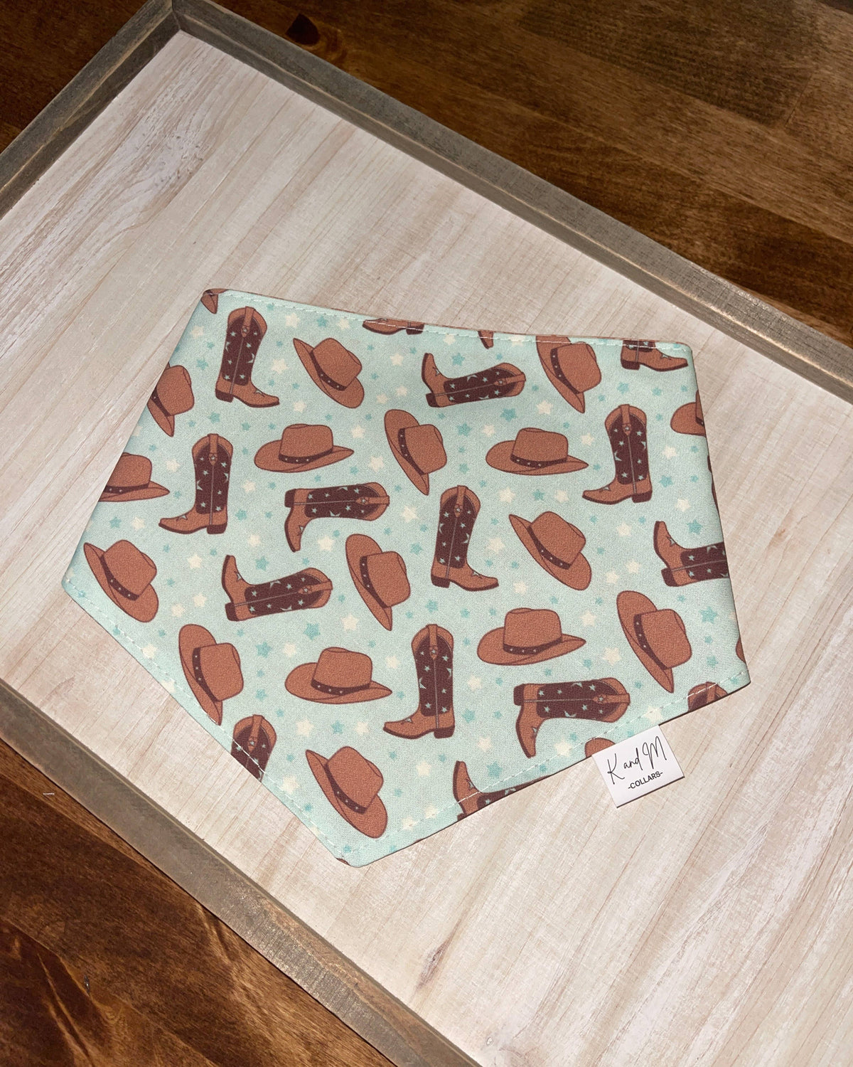 K and M Collars - Cowboy Boots and Hats Reversible Dog Bandana: XS