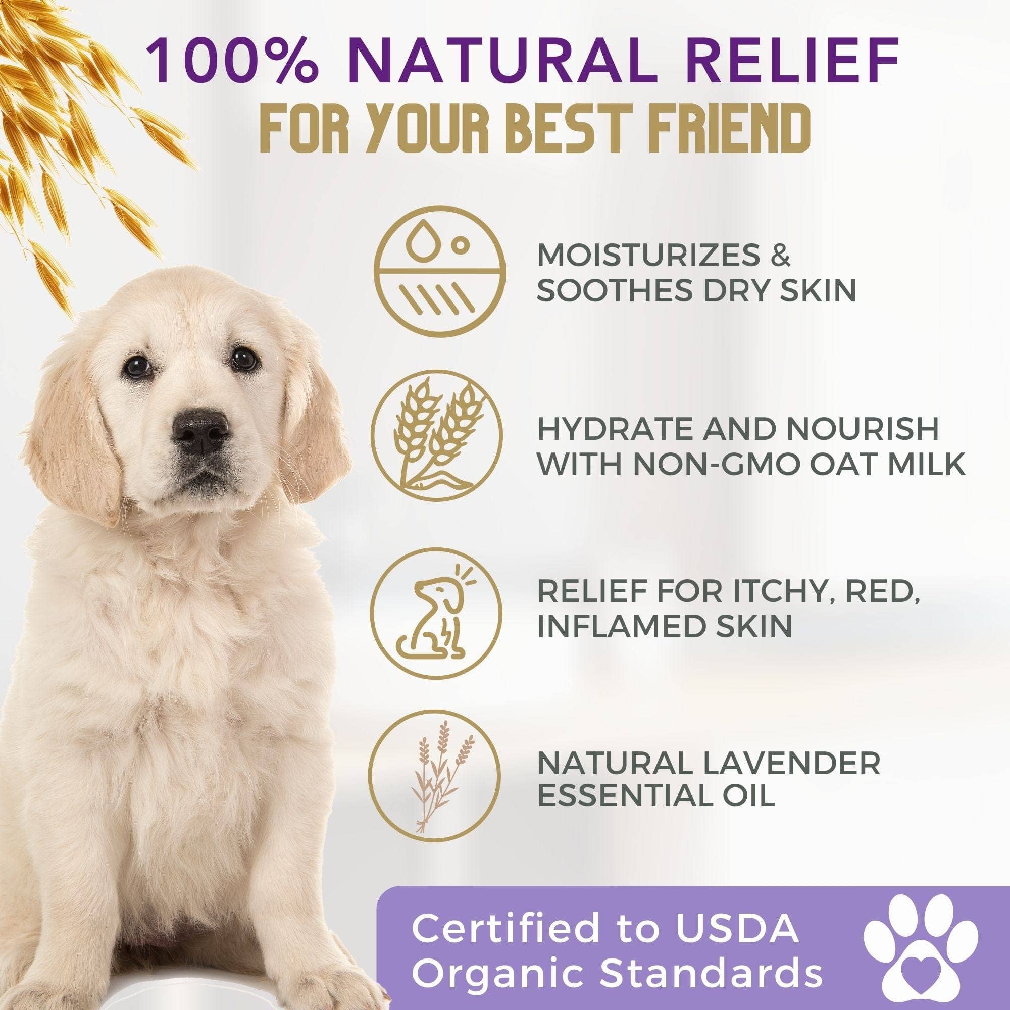 4-Legger - Organic Oatmeal Dog Shampoo with Lavender and Aloe: (16 oz)