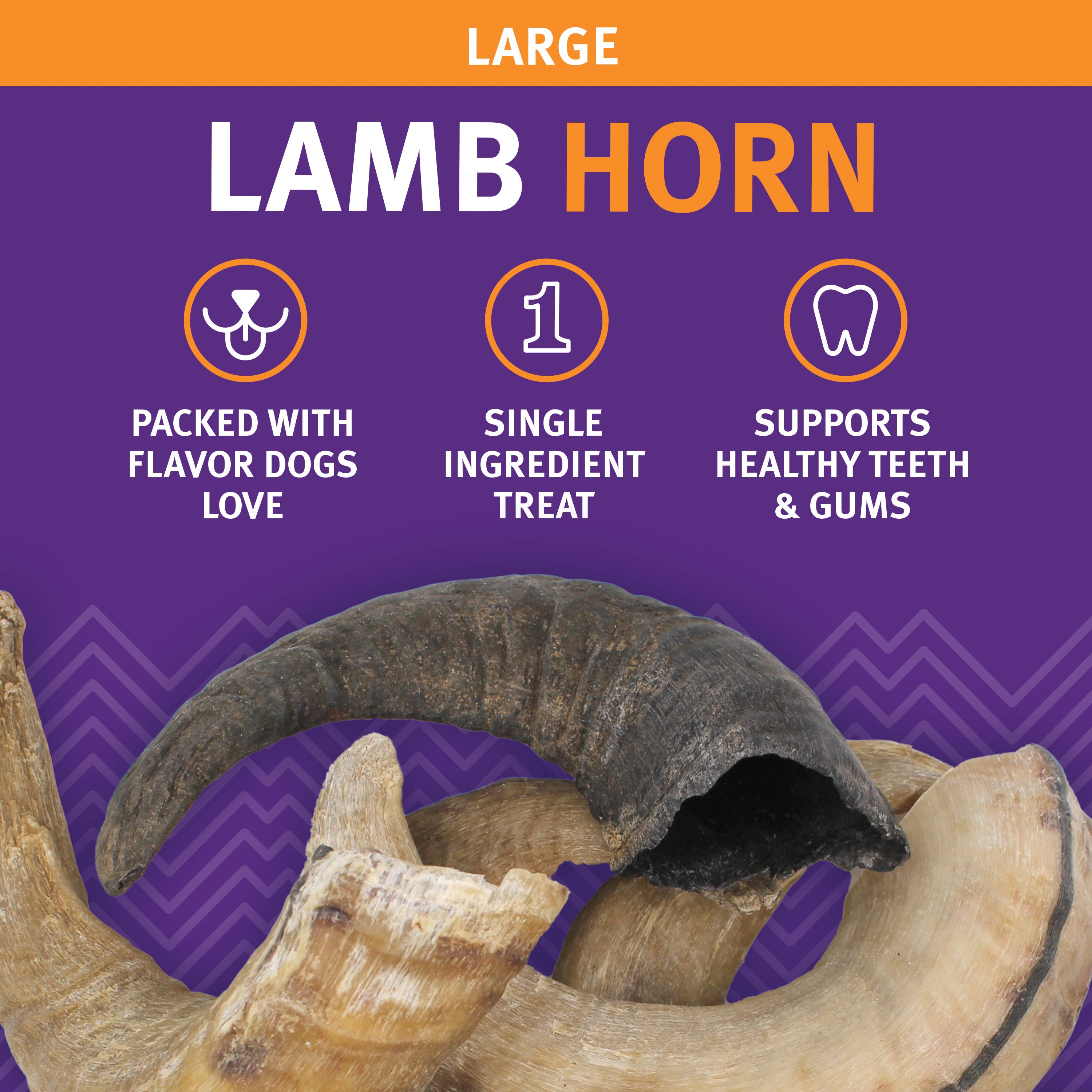 Icelandic+ - Icelandic+ Large Lamb Horn Dog Treat: 1-ct (single)