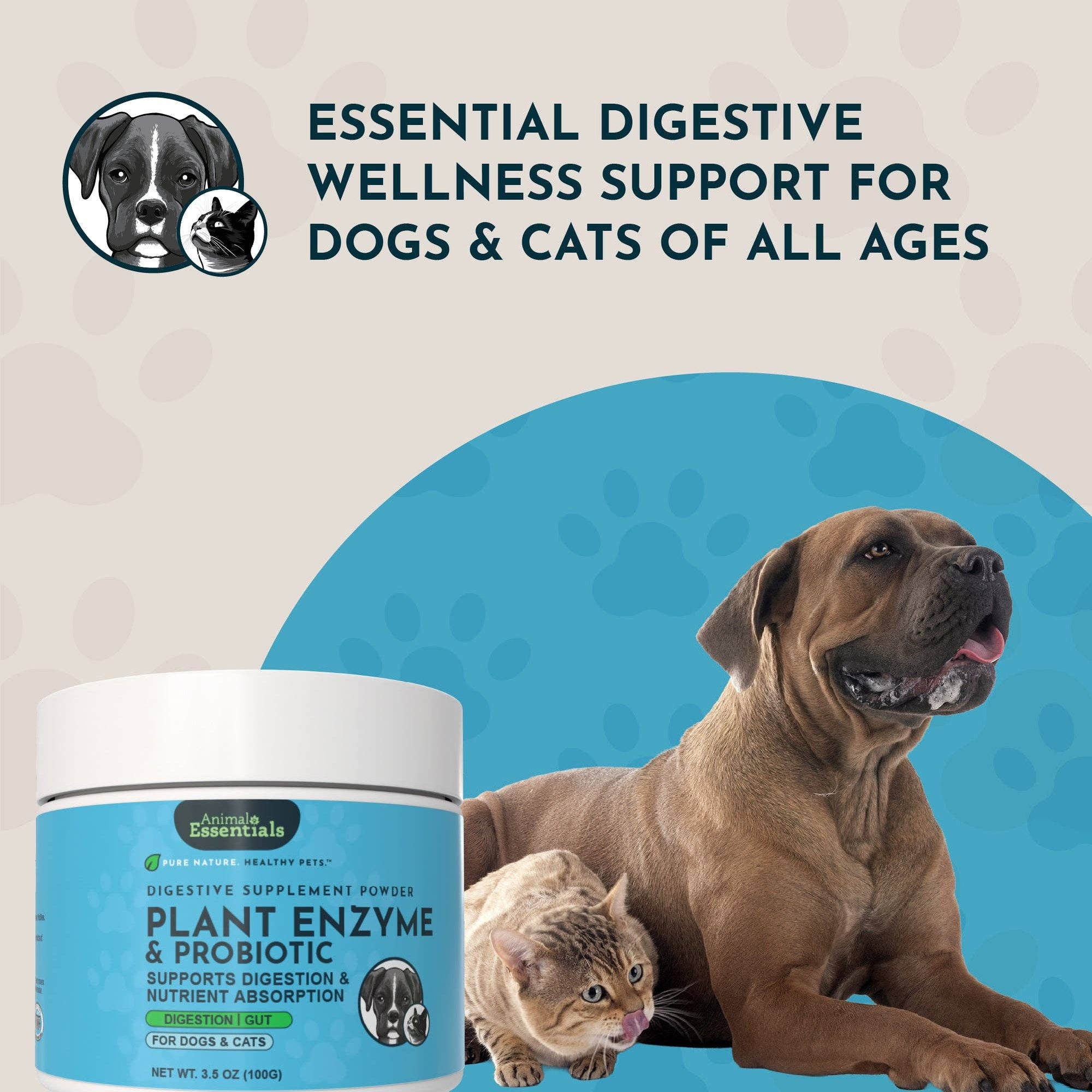 Animal Essentials - Plant Enzyme and Probiotic Powder | Digestive Support: 100g