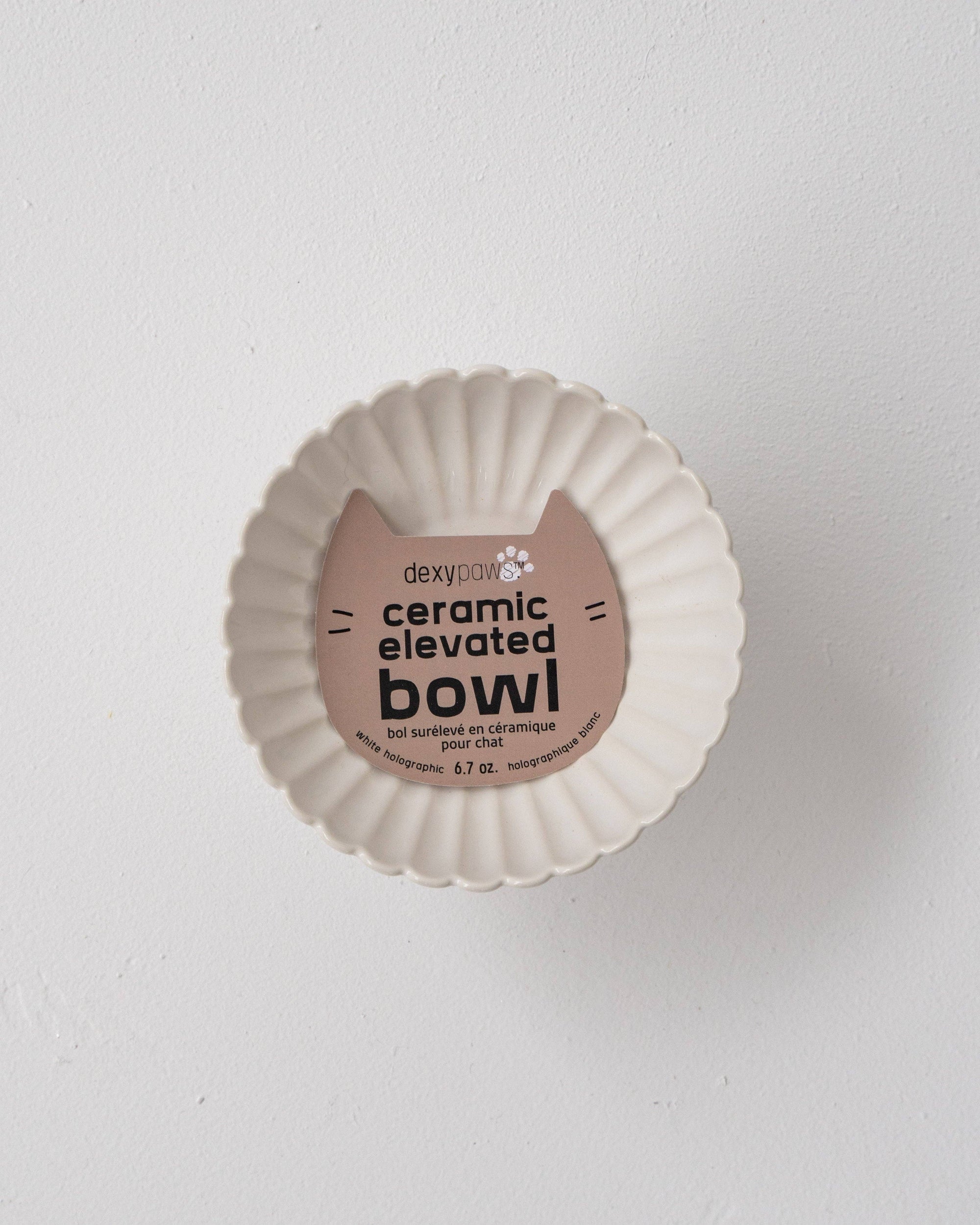 dexypaws - Cat Ceramic Bowl - White & Black Flower