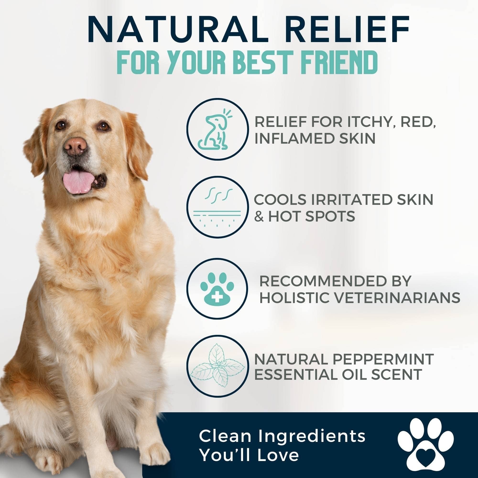 4-Legger - COOLING Organic Tea Tree Oil Dog Shampoo for Itchy Skin: (16 oz)