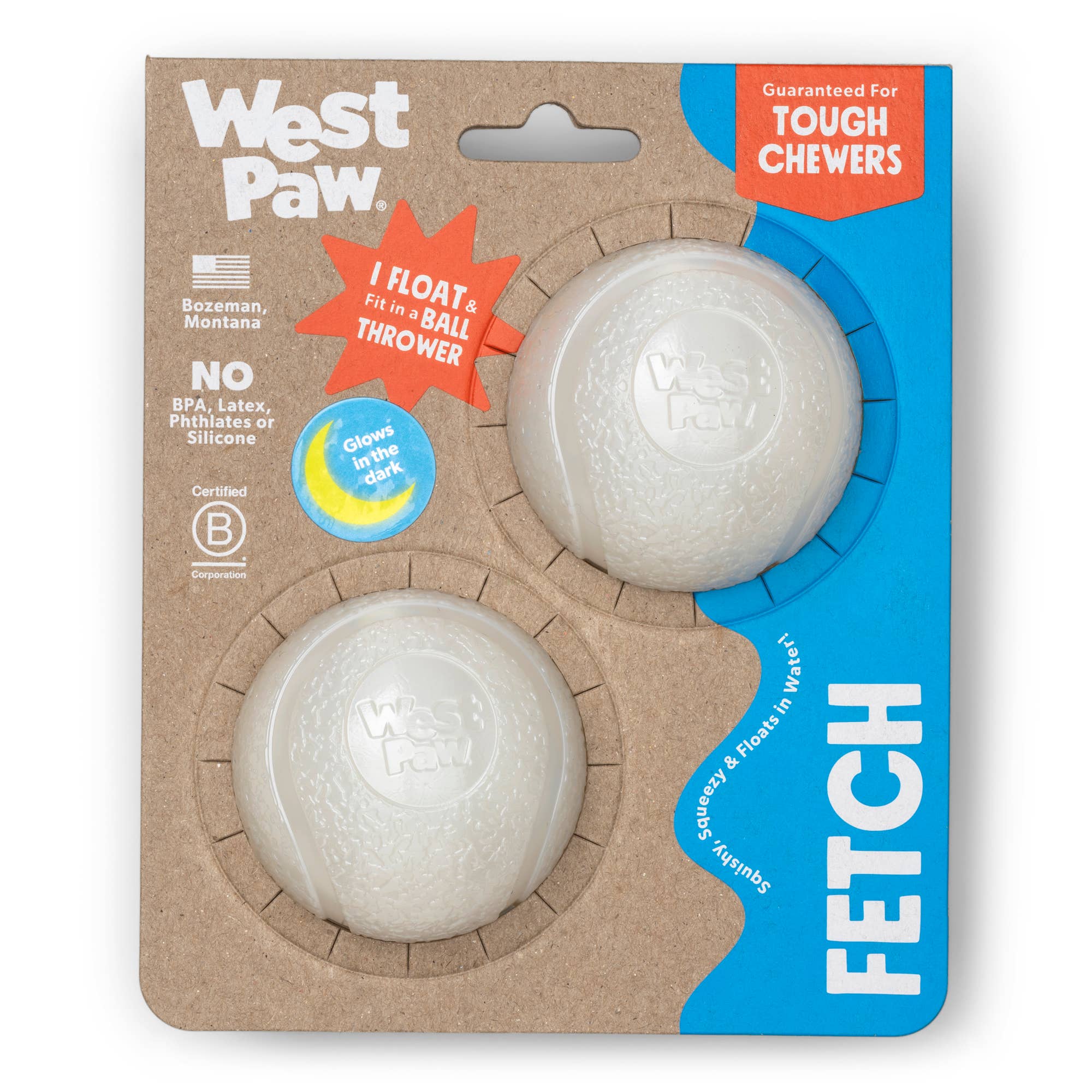 West Paw - Boundr® 2-Pack Dog Toy Ball for Play, Chew, and Fetch: Dandelion/Hot Pink