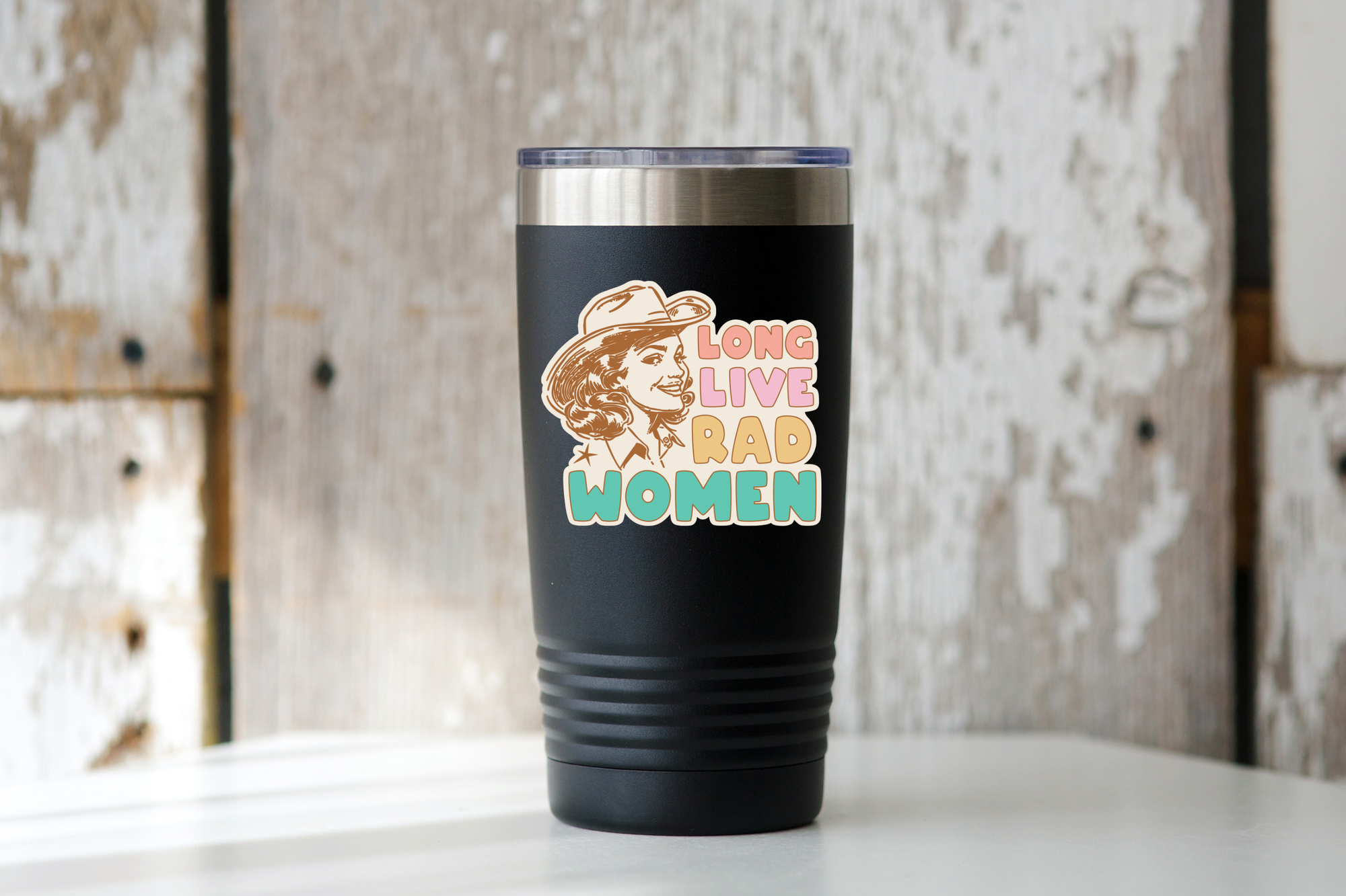 Yarnival - Long Live Rad Women Sticker - cowgirl, west, pastels, cowboy