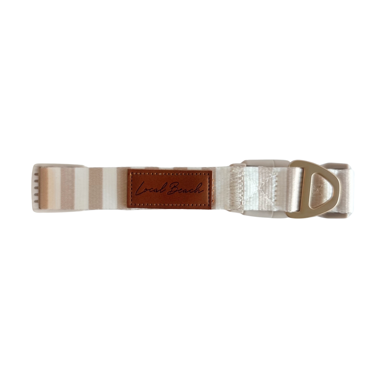 Local Beach - Local Beach Stripe Adjustable Dog Collar Tan: Tan / MD / Stripe Dog Leash