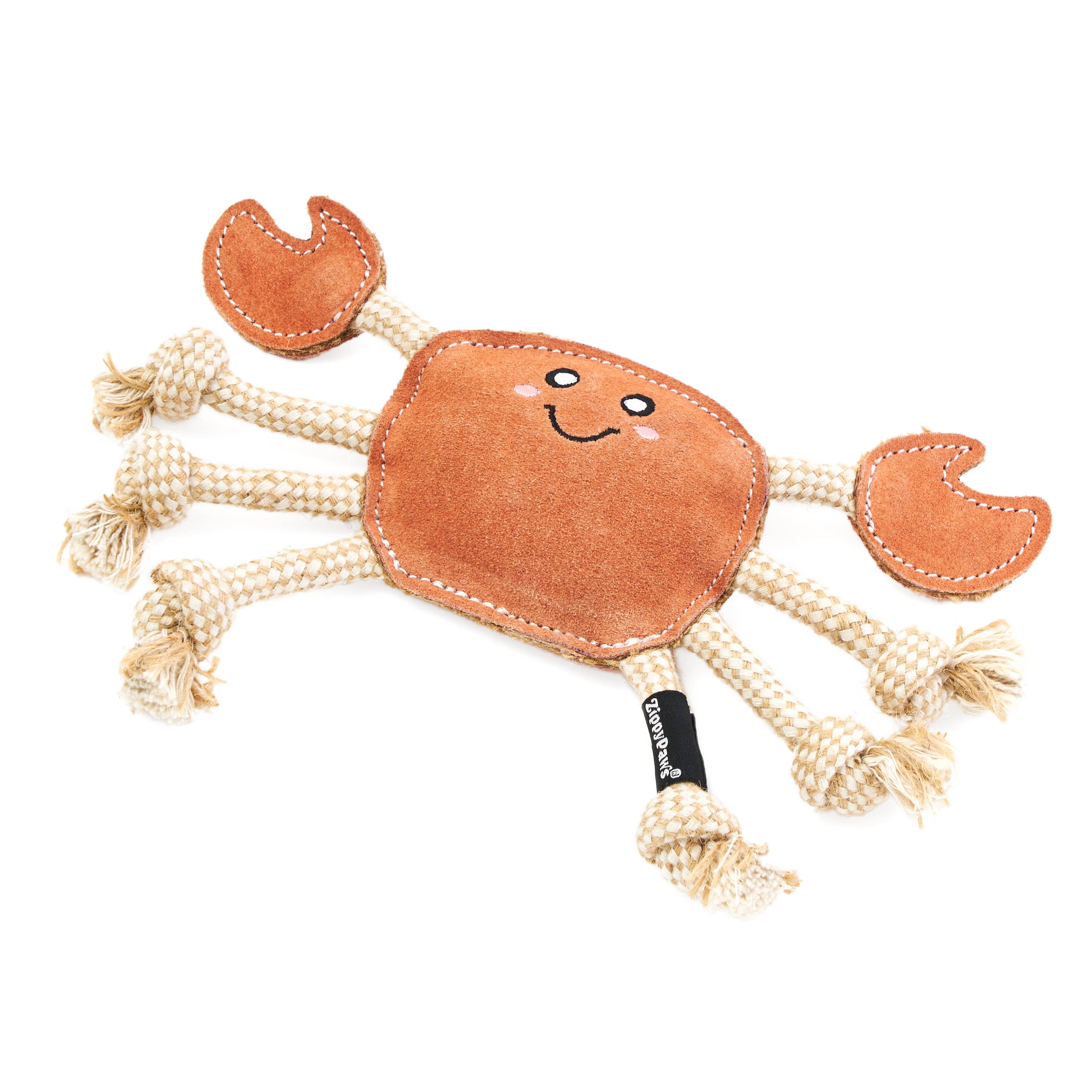 ZippyPaws - EcoZippy Suede and Rope Buddies - Crab - Dog Toy