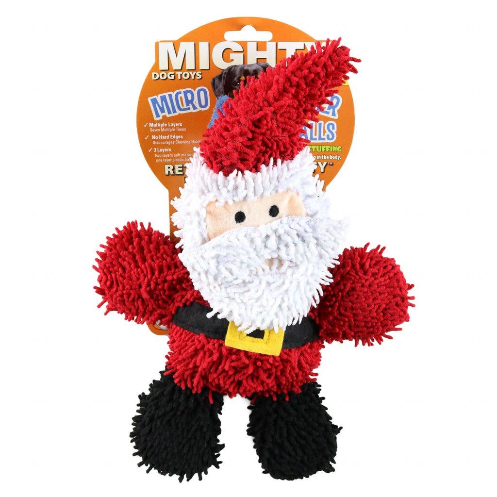 Tuffy Dog Toys - VIP Products - Mighty Microfiber Ball Santa, Christmas Holiday Dog Toy