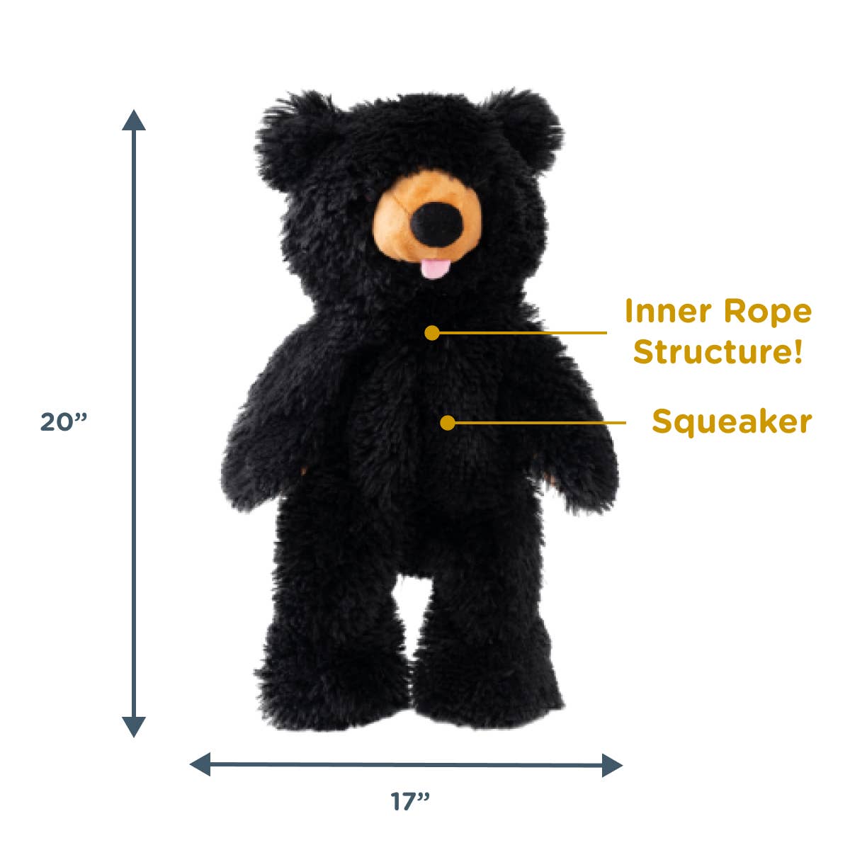 Tall Tails - Stuffless Black Bear Squeaker Dog Toy