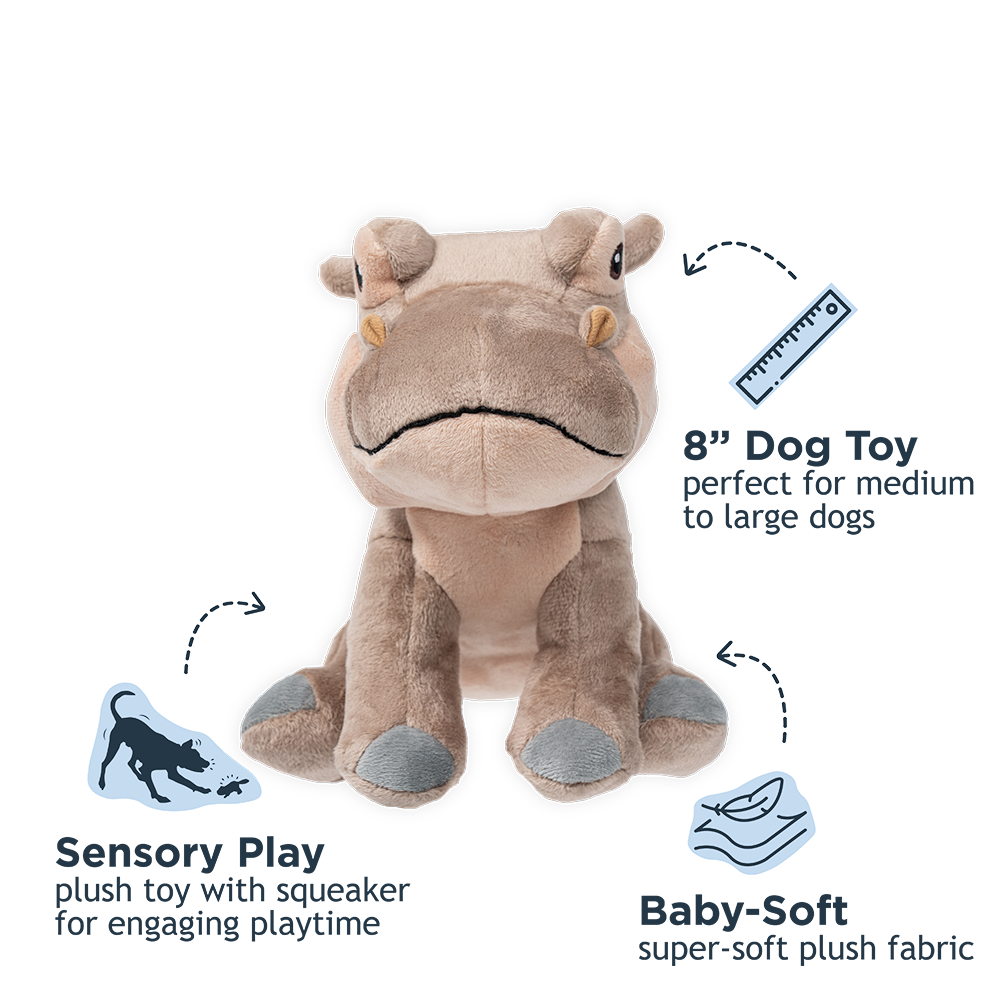 Tall Tails - Hippo with Squeaker Dog Toy