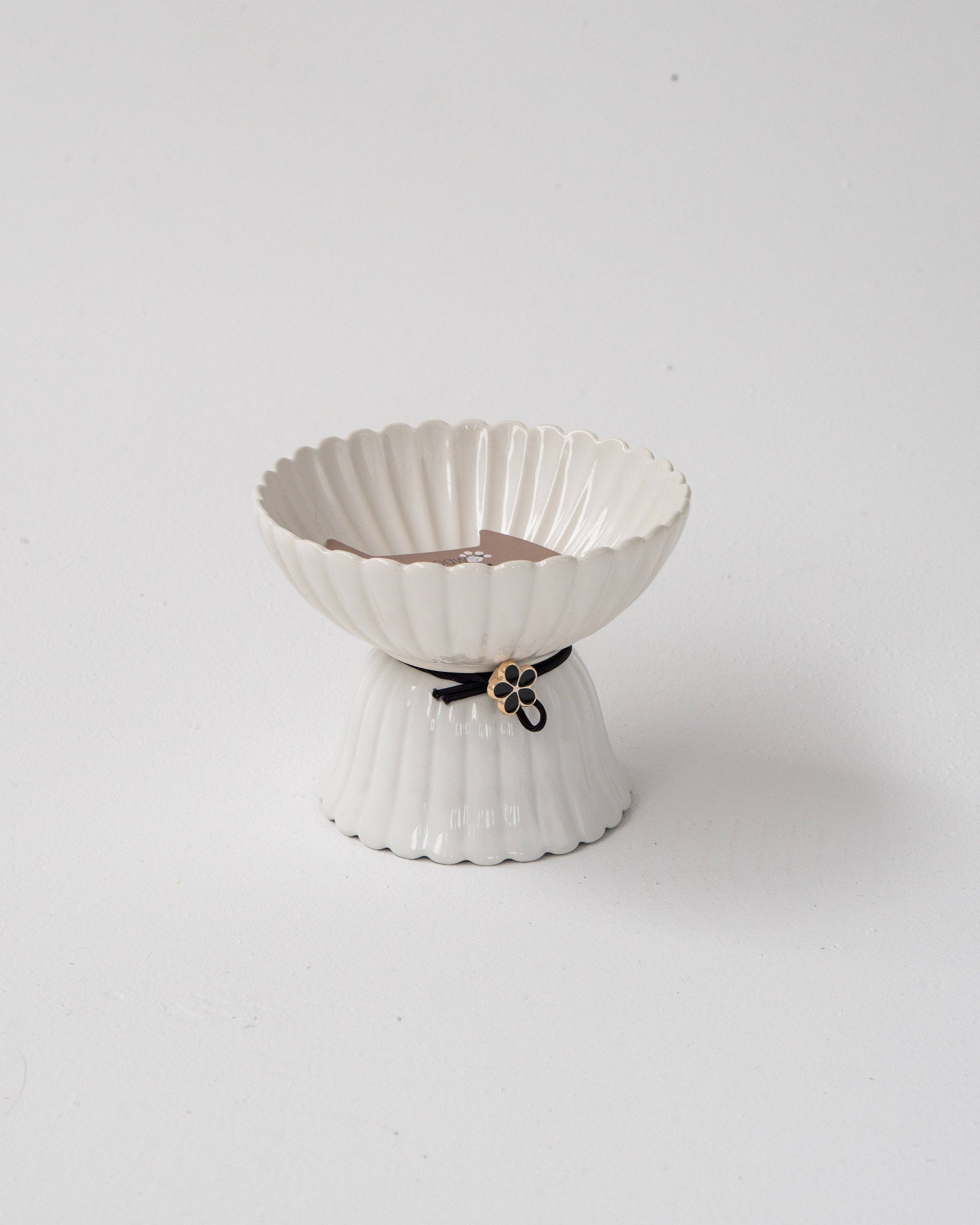 dexypaws - Cat Ceramic Bowl - White & Black Flower