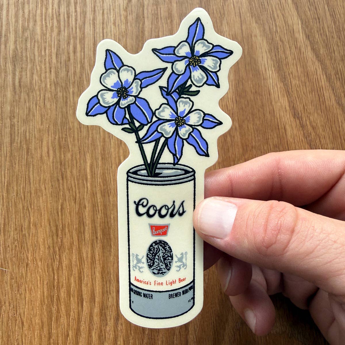 Steel Bison - Blue Columbine Beer Can 4 Inch Matte Vinyl Sticker