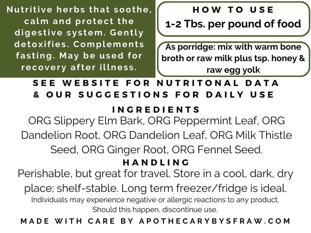Apothecary by SFRAW - Starter's Blend: Stomach Soothing Detox Herbs, 500CC jar