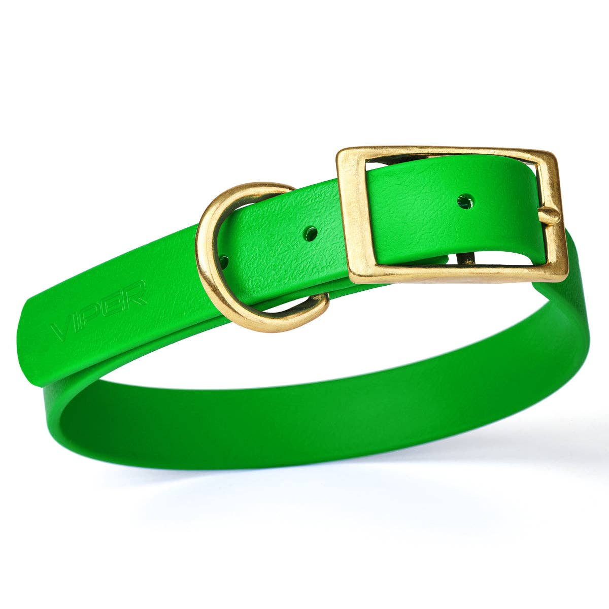 Dogline - Viper Biothane Waterproof Collar - Brass Hardware: Black / 22"-25" / 1"