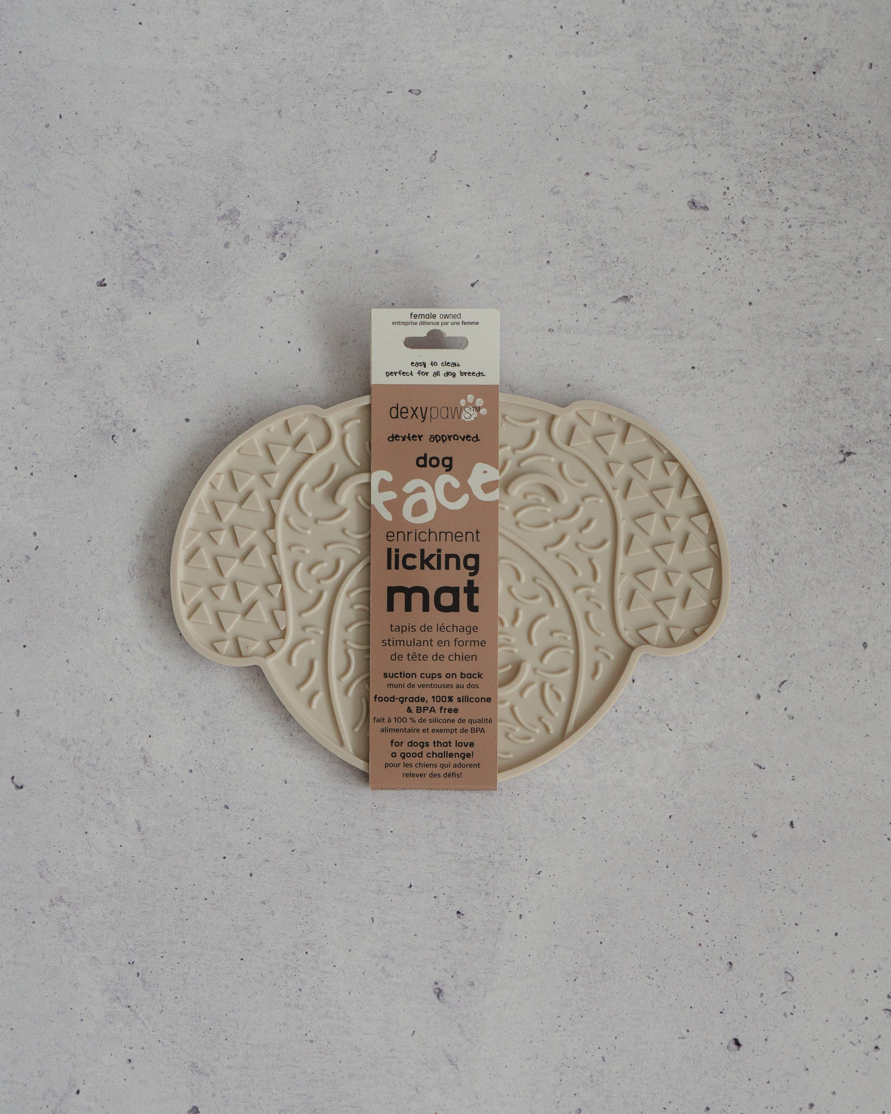 dexypaws - Cream Dog Head Enrichment Lick Mat