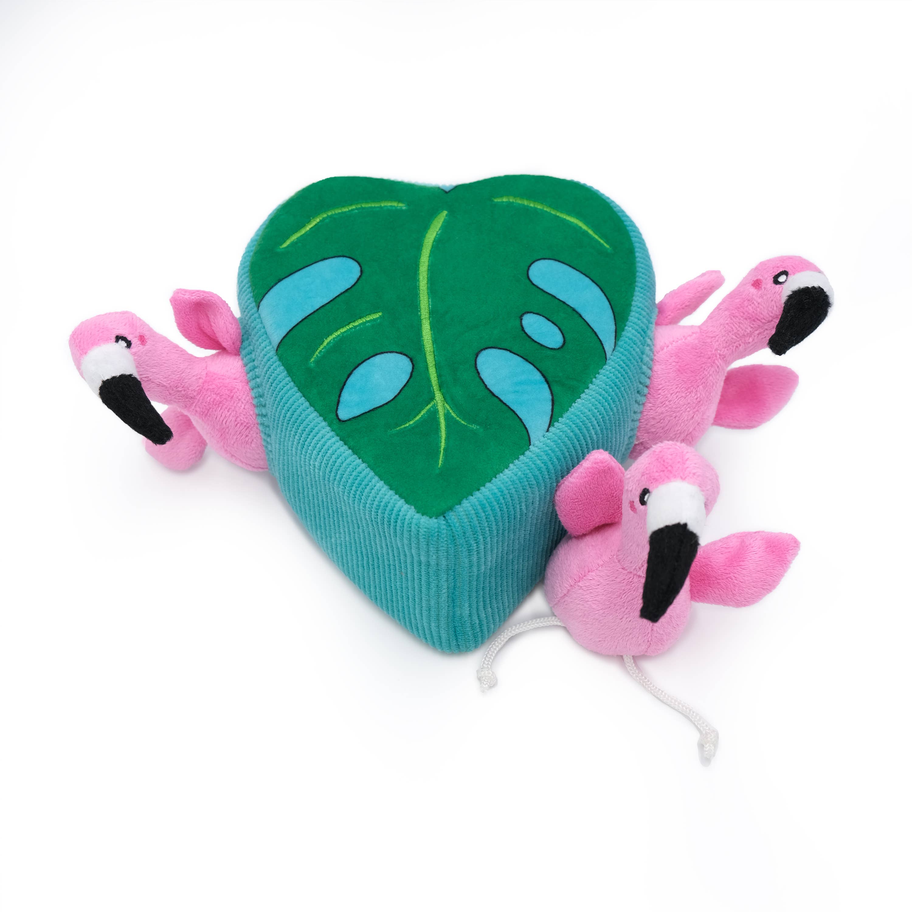 ZippyPaws - Zippy Burrow Flamingos in Monstera Dog Toy