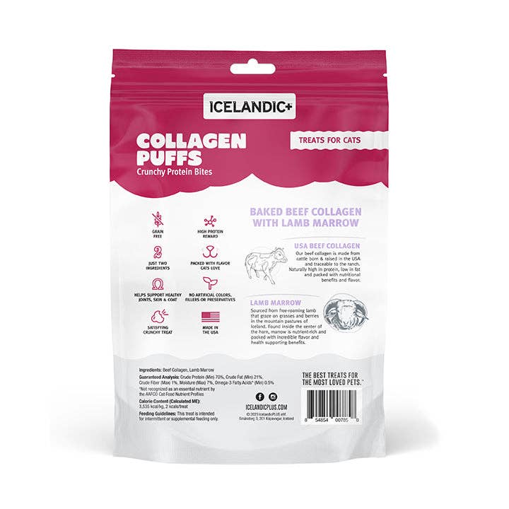 Icelandic+ - Beef Collagen Puffs with Marrow Treats for Cats: 0.5-oz Bag
