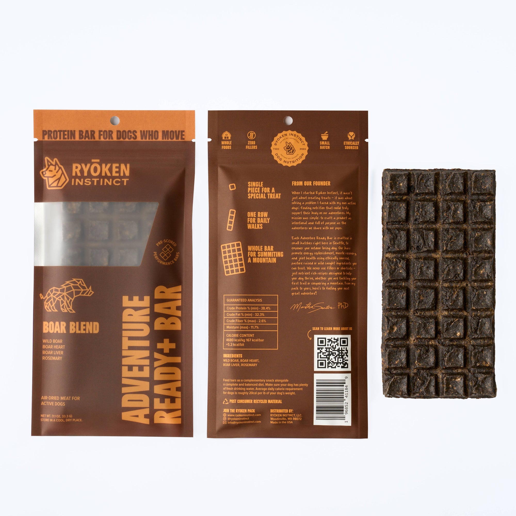 RYŌKEN INSTINCT - Boar Treat & Snack Bar for Active Dogs - Energy & Recovery
