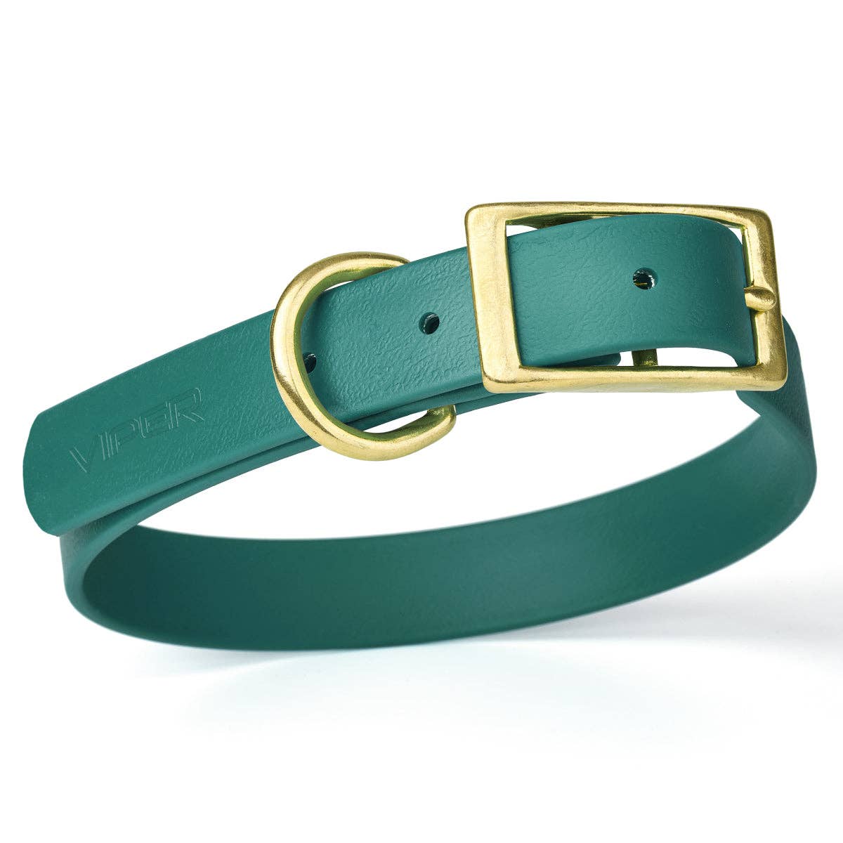 Dogline - Viper Biothane Waterproof Collar - Brass Hardware: Coyote Brown / 18"-22" / 1"