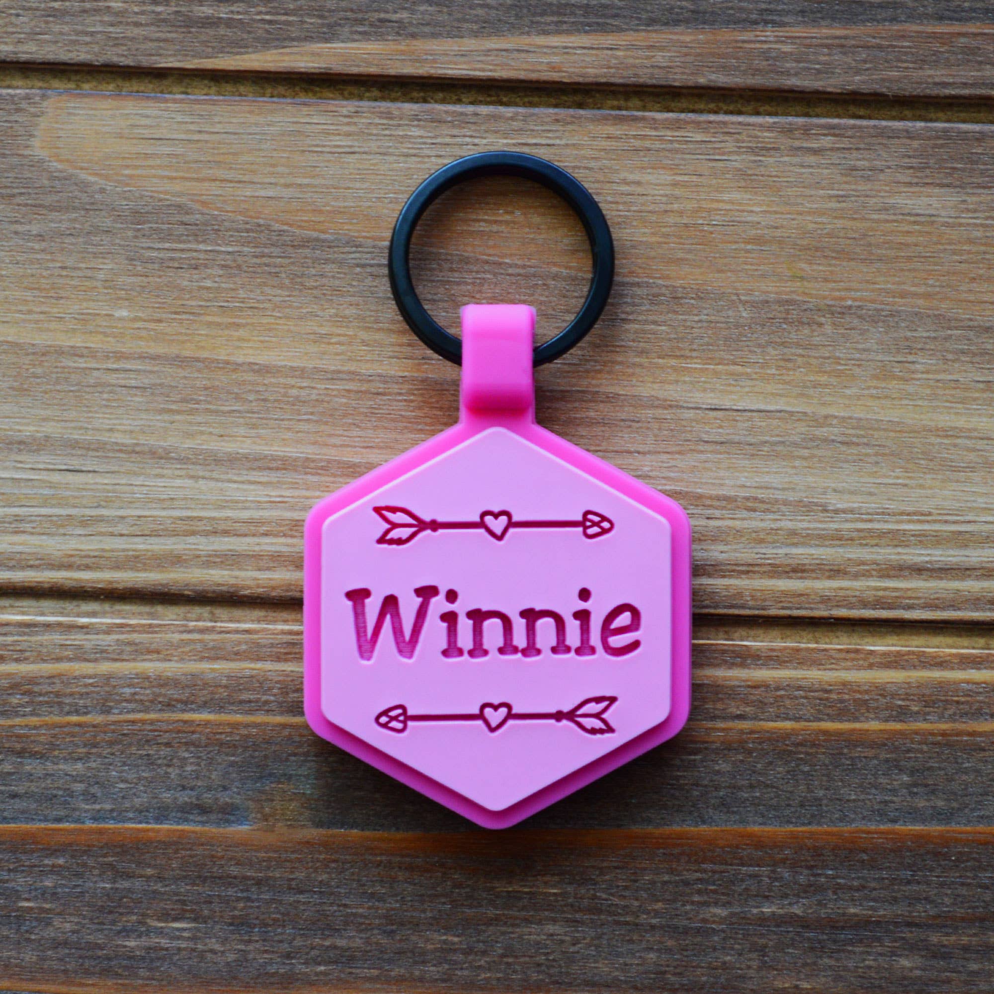 Besties Pets - Wild One Silicone Dog ID Tag: Flamingo Pink