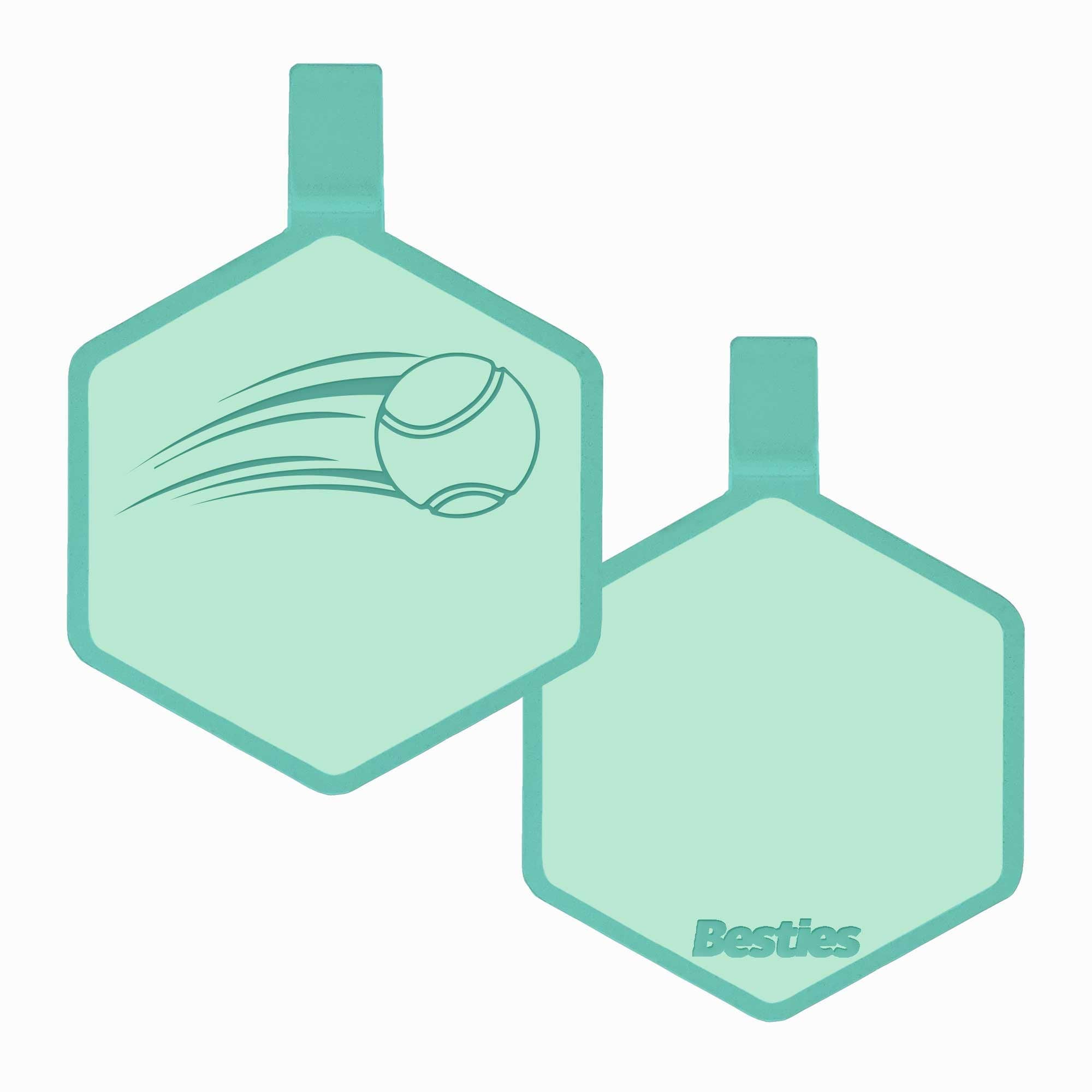 Besties Pets - Tennis Ball Silicone Dog ID Tag: Aqua