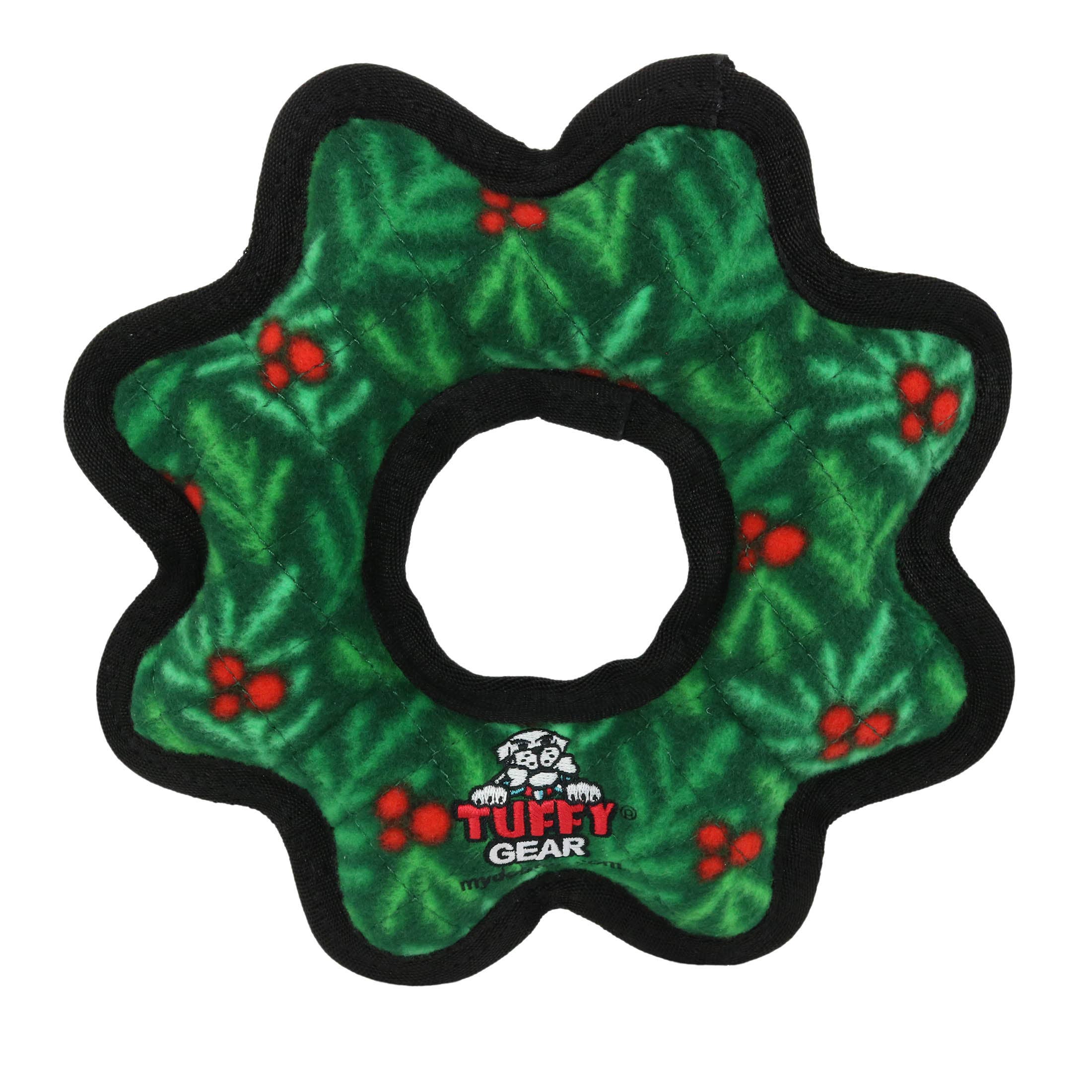Tuffy Dog Toys - VIP Products - Tuffy Holiday Medium Gear Ring Wreath, Durable Dog Toy