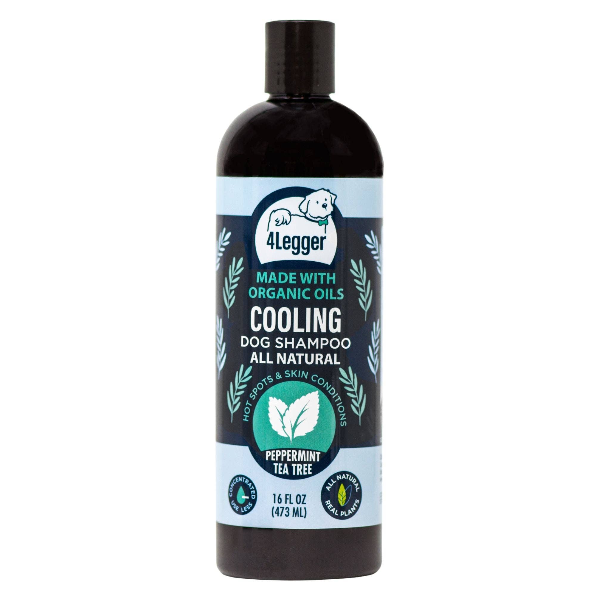 4-Legger - COOLING Organic Tea Tree Oil Dog Shampoo for Itchy Skin: (16 oz)