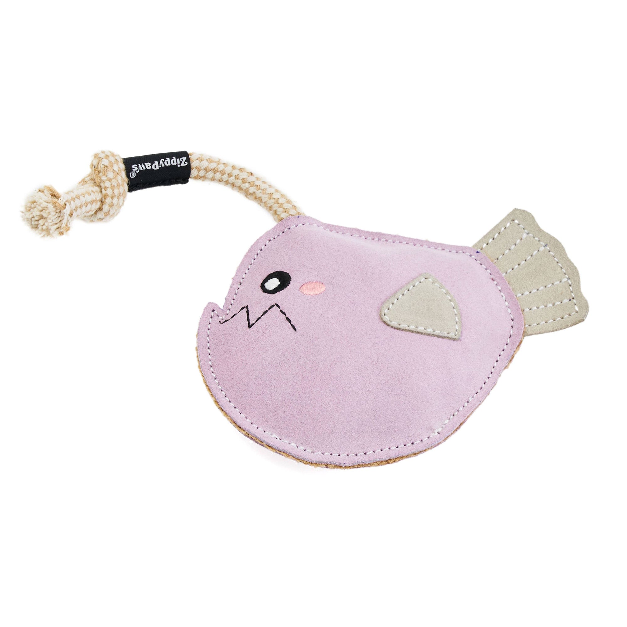 ZippyPaws - EcoZippy Suede and Rope Buddies - Angler Fish - Dog Toy