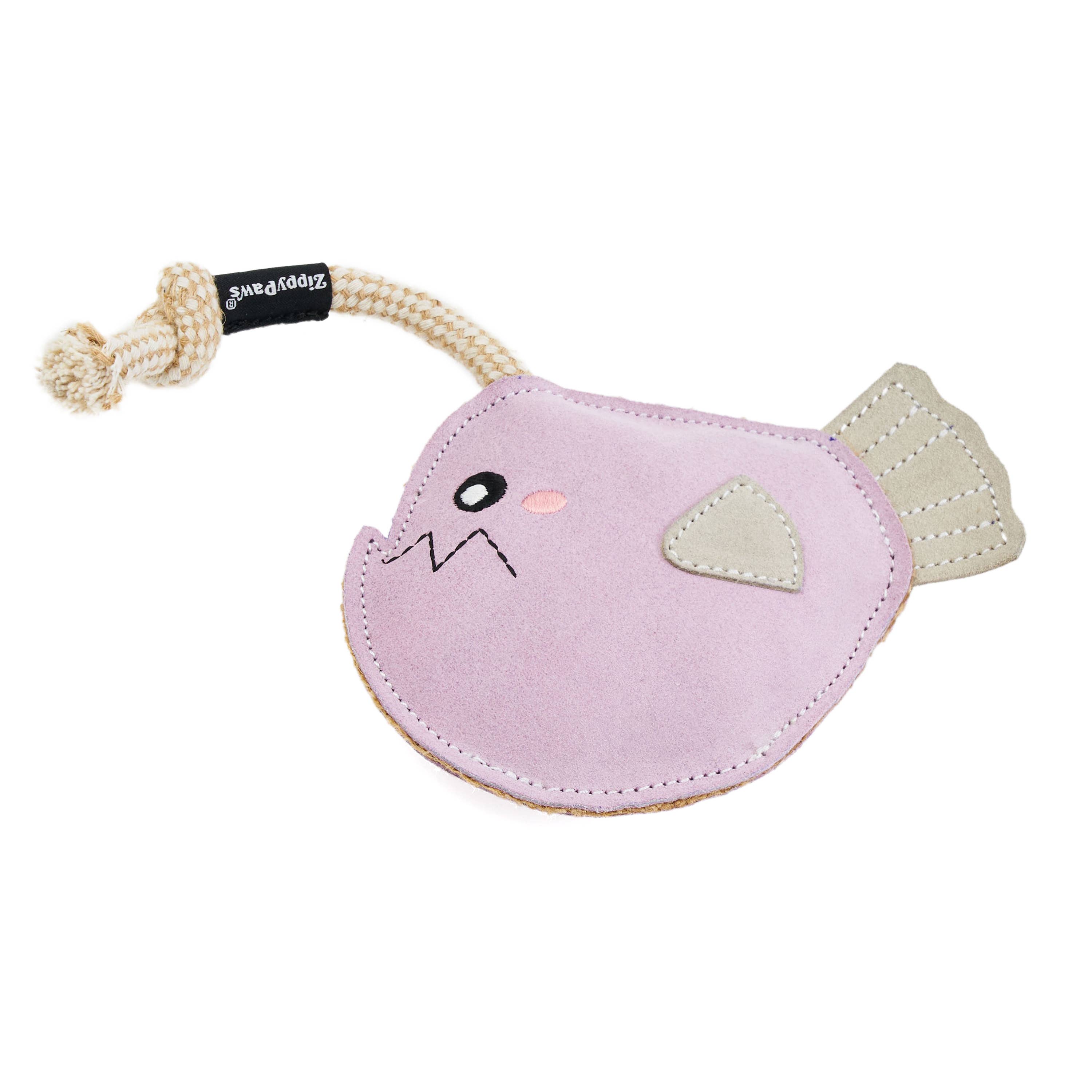 ZippyPaws - EcoZippy Suede and Rope Buddies - Angler Fish - Dog Toy