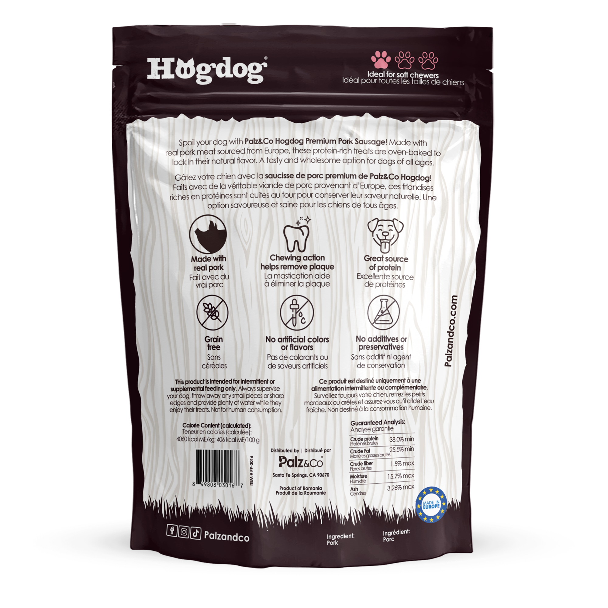 Palz&Co - Hogdog Pork Sausage Treats: 8 Pack