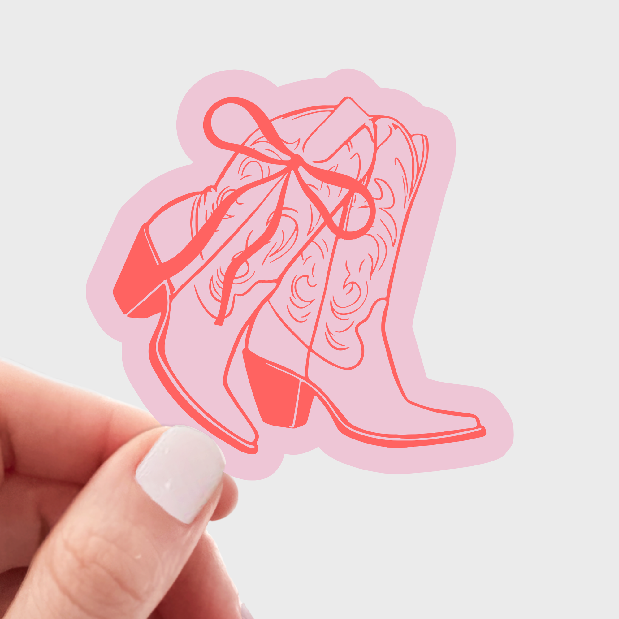 Yarnival - Pink Coquette Boots Sticker - cowgirl, west, girl, girly