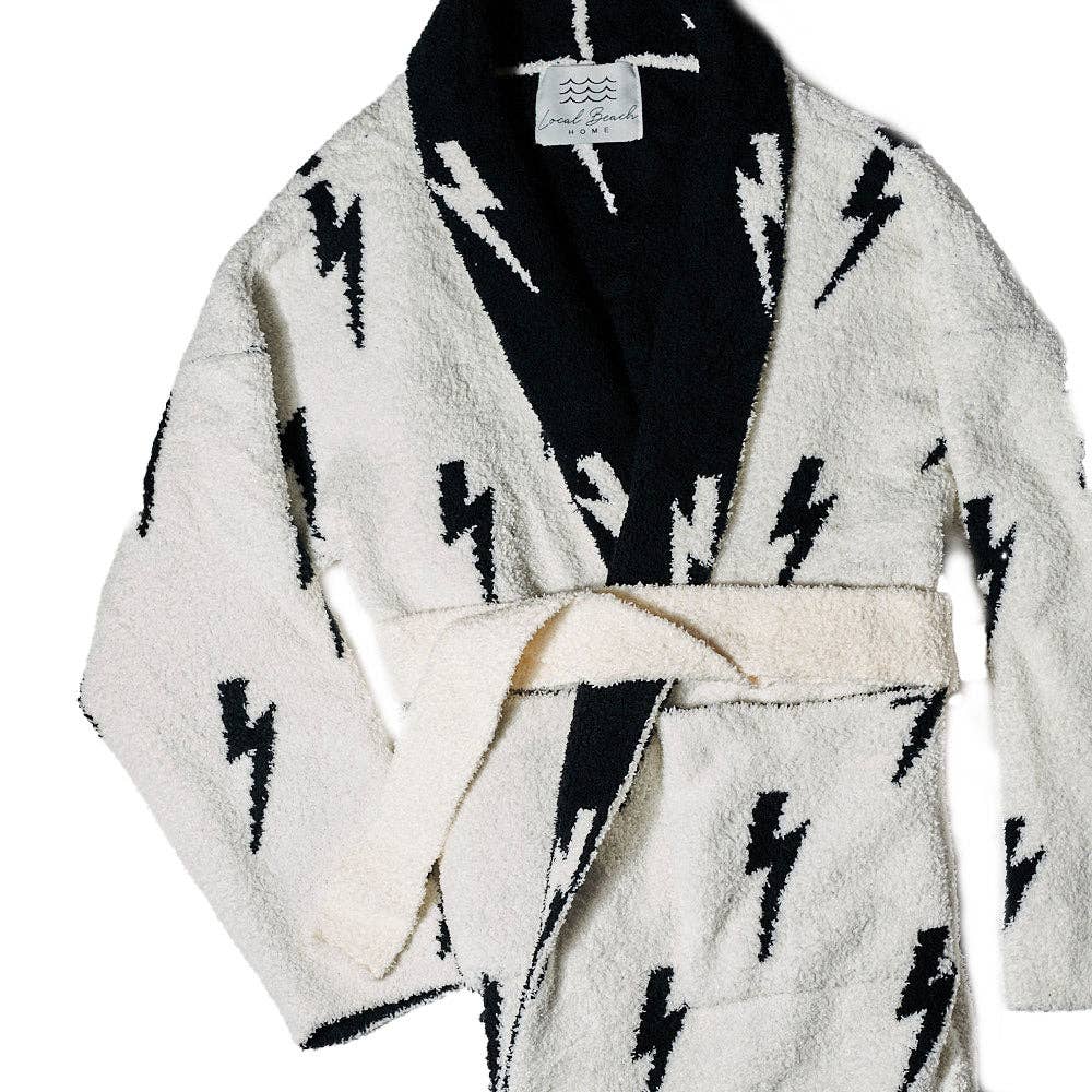 Local Beach - Lightning Bolt Luxe Robe: Sand/Cream / One Size Fits Most