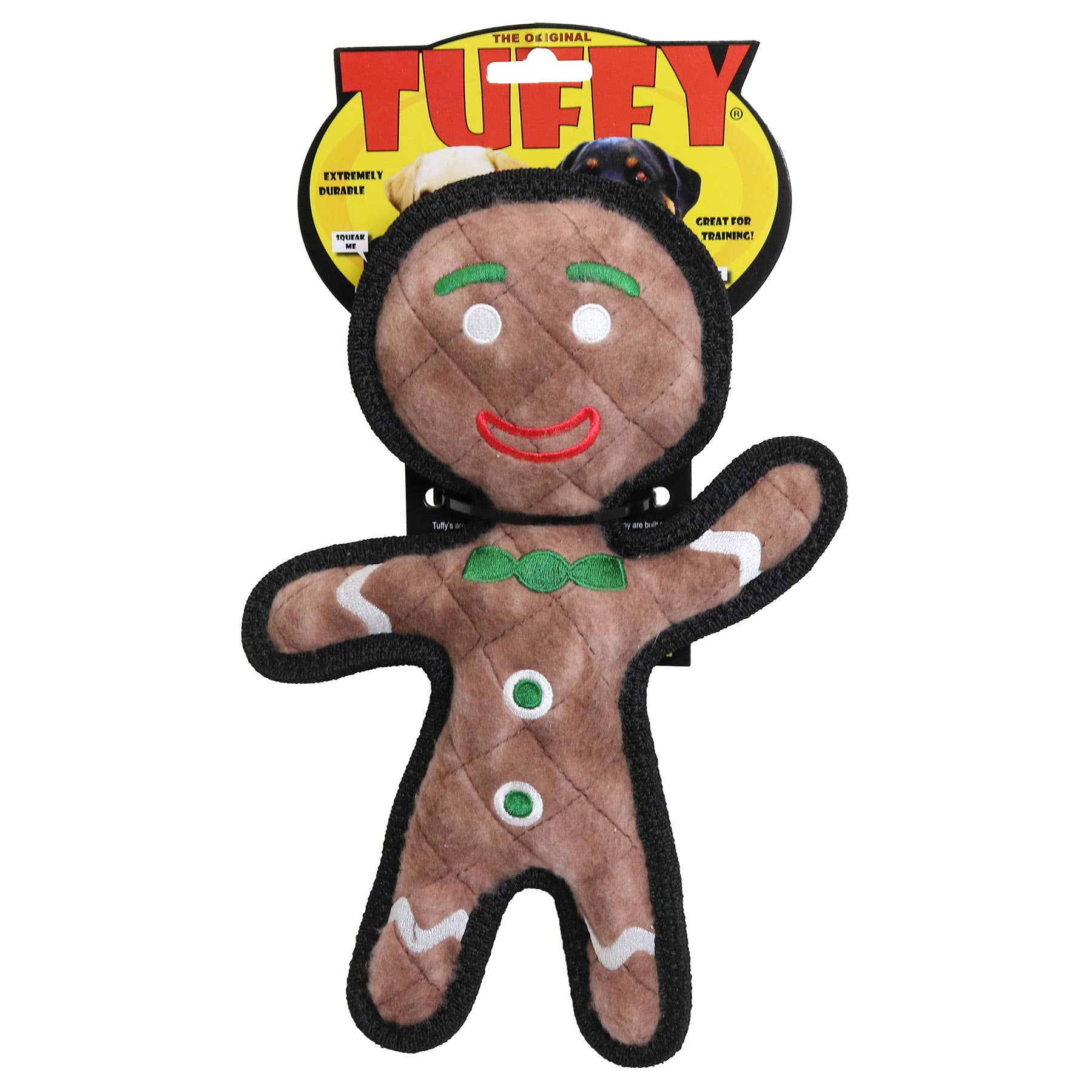 Tuffy Dog Toys - VIP Products - Tuffy Gingerbread Man - Christmas, Durable, Squeaky Dog Toy