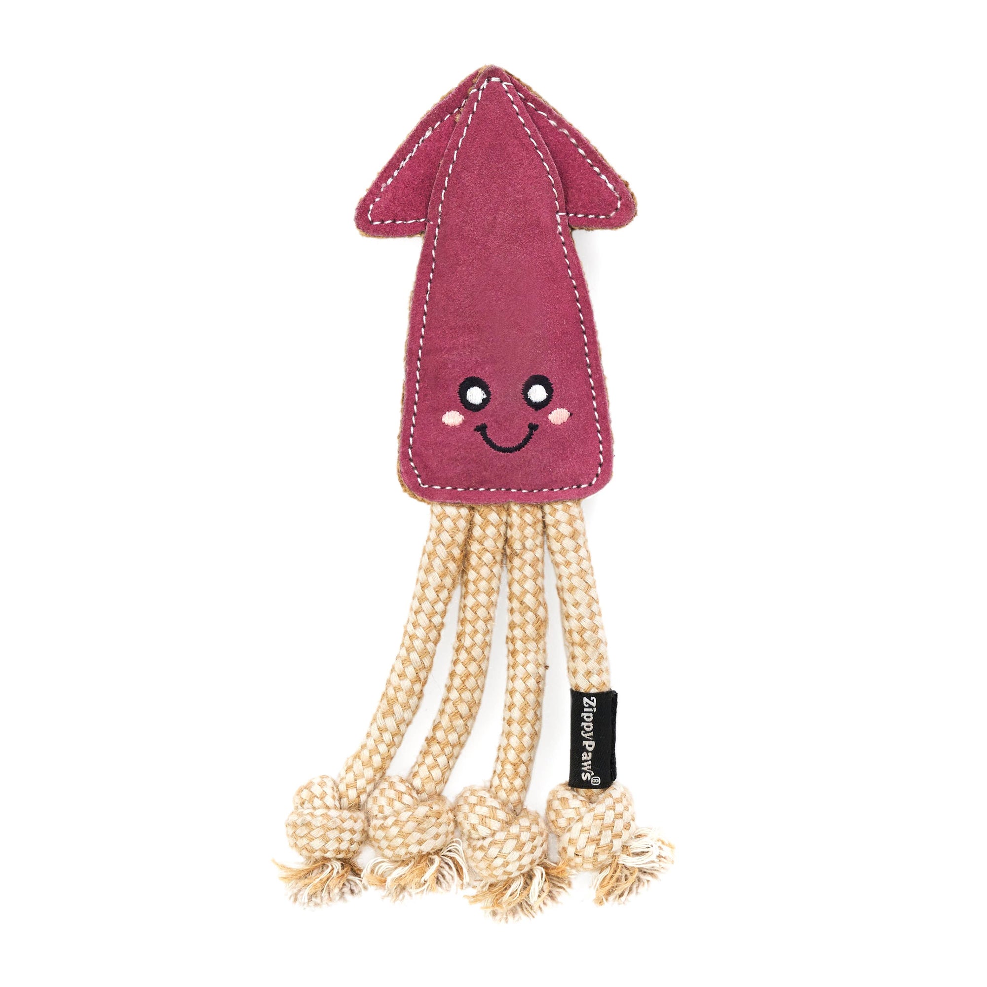 ZippyPaws - EcoZippy Suede and Rope Buddies - Squid - Dog Toy
