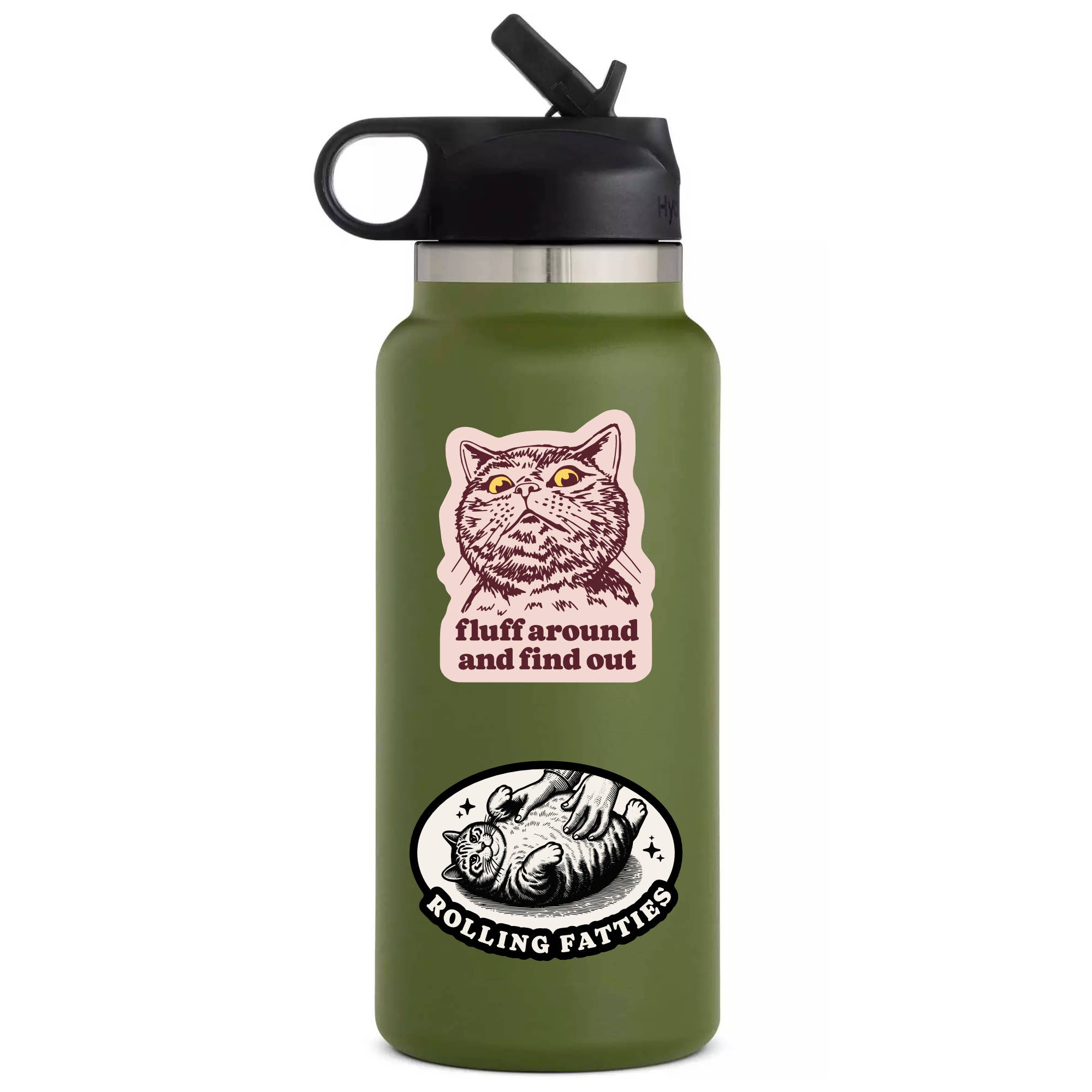 Juju and Moxie - Fat Cat Feline Kitty Funny Humor High Quality Vinyl Sticker