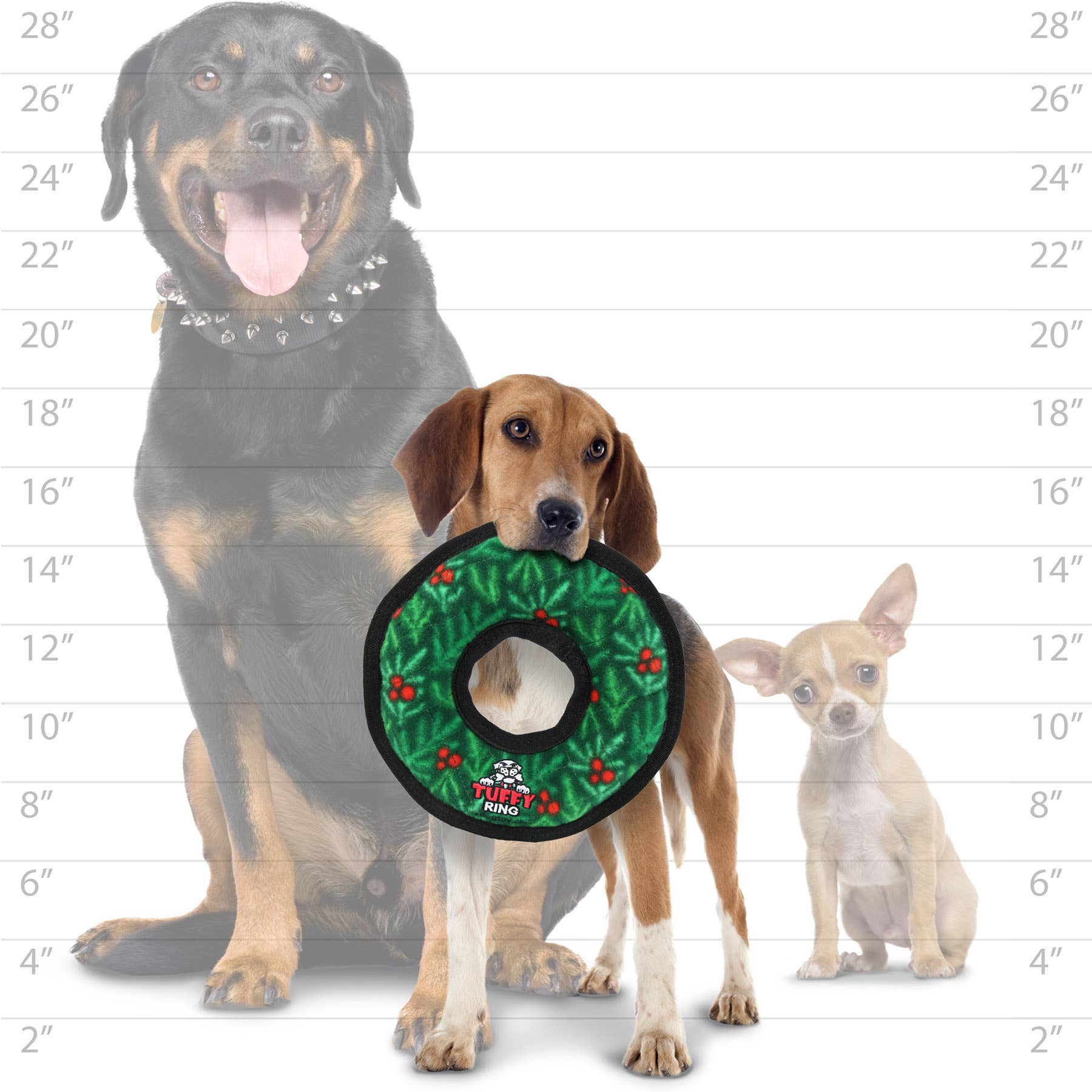 Tuffy Dog Toys - VIP Products - Tuffy Holiday Medium Ring Wreath, Durable Squeaky Dog Toy