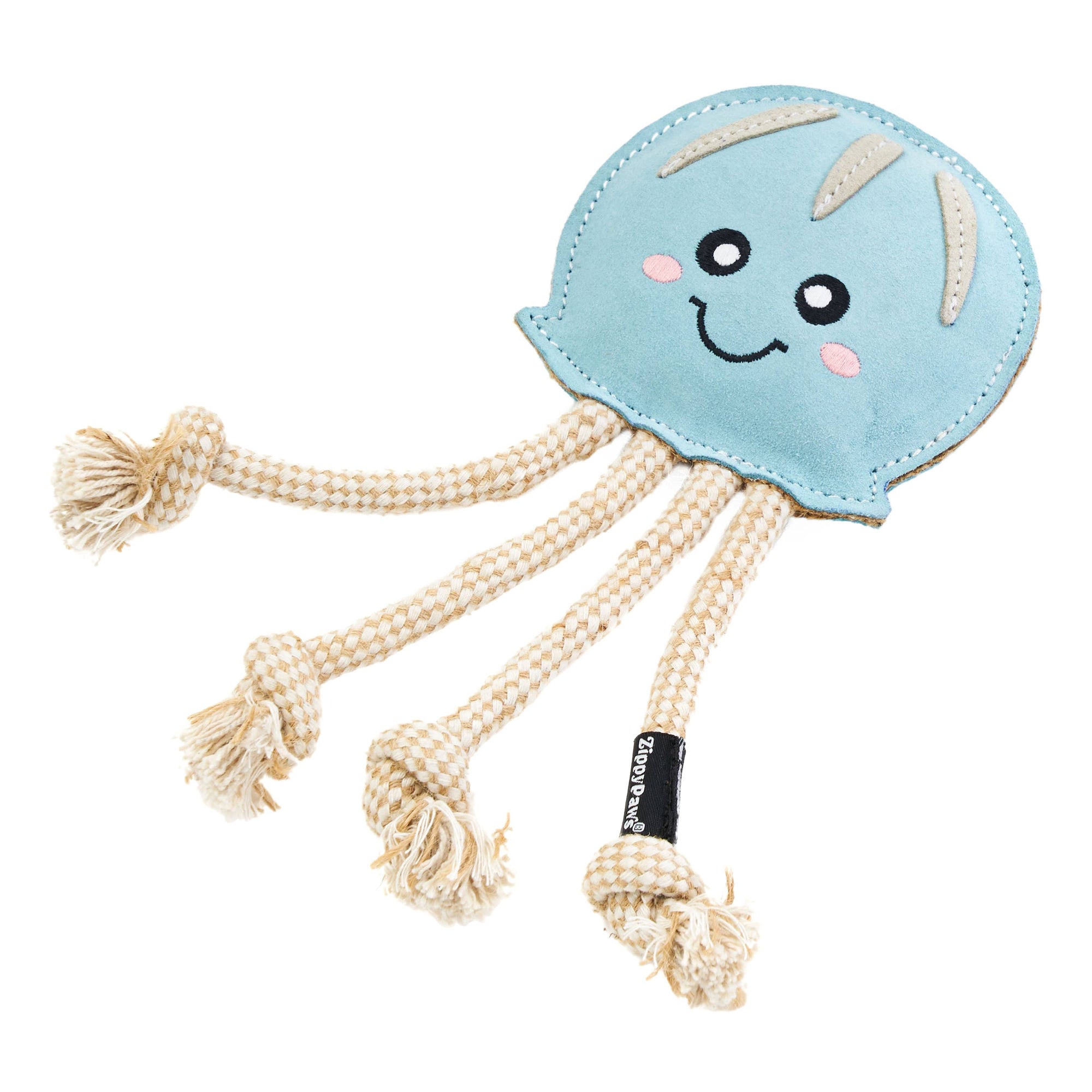 ZippyPaws - EcoZippy Suede and Rope Buddies - Jellyfish - Dog Toy