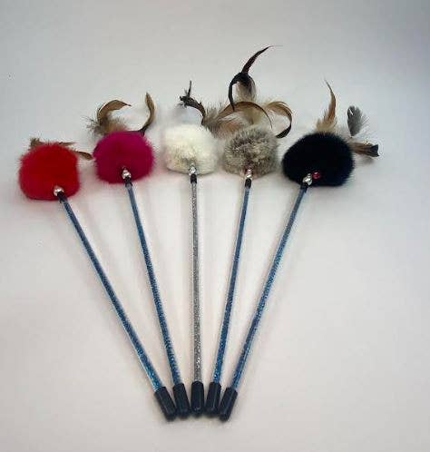 Dogs and Cats Oh My - Cat Wands with Rabbit Fur: Wood Wand with Fur