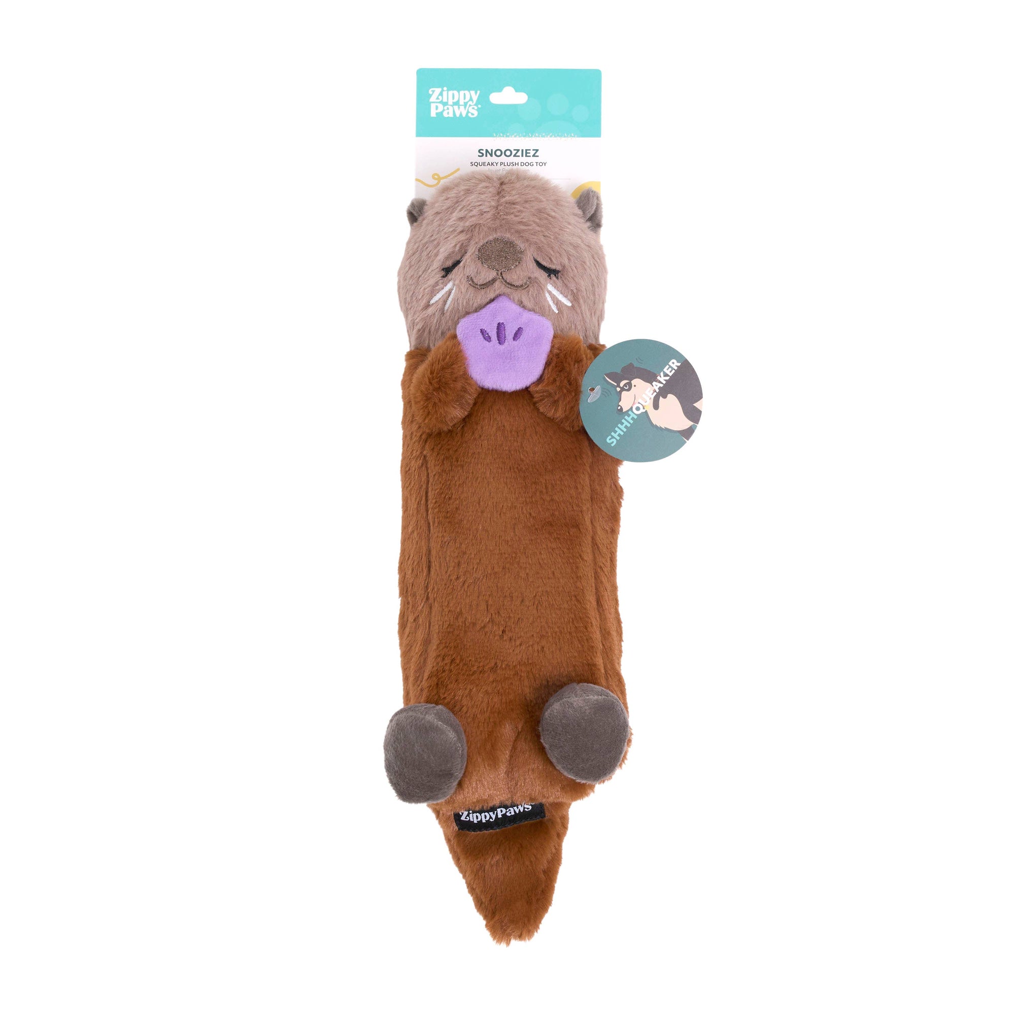 ZippyPaws - Snooziez with Shhhqueaker - Otter - Silent Dog Toy