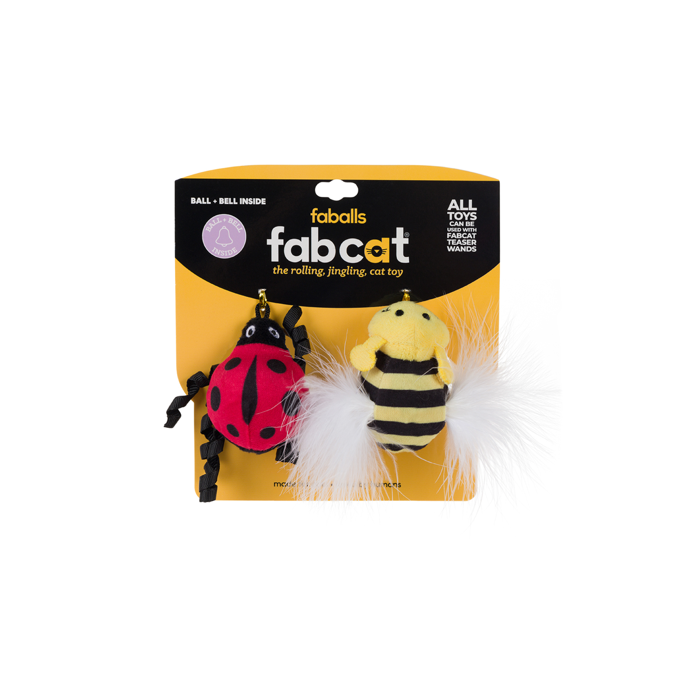 fabdog - Faball Ladybug/Bee 2-Pack Cat Toy