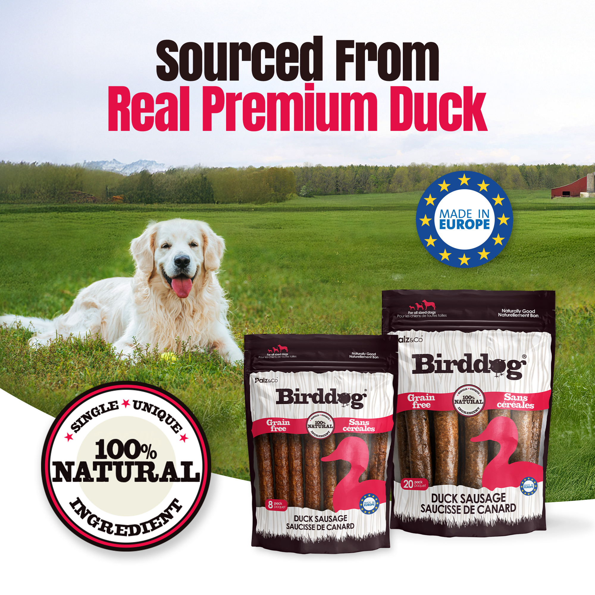 Palz&Co - Birddog Duck Sausage: 8 Pack
